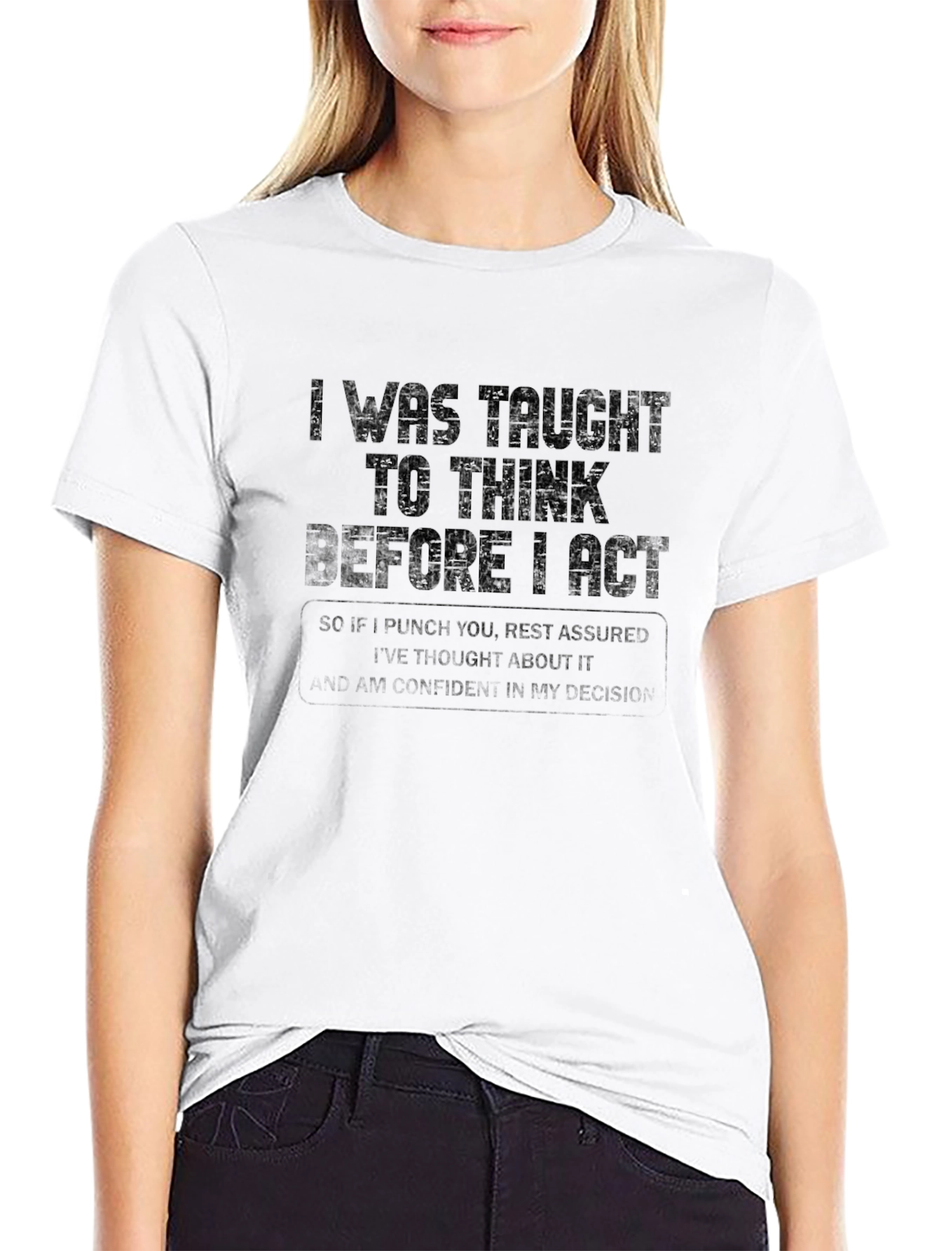 Black Think Before I Act Graphic Tee view 9