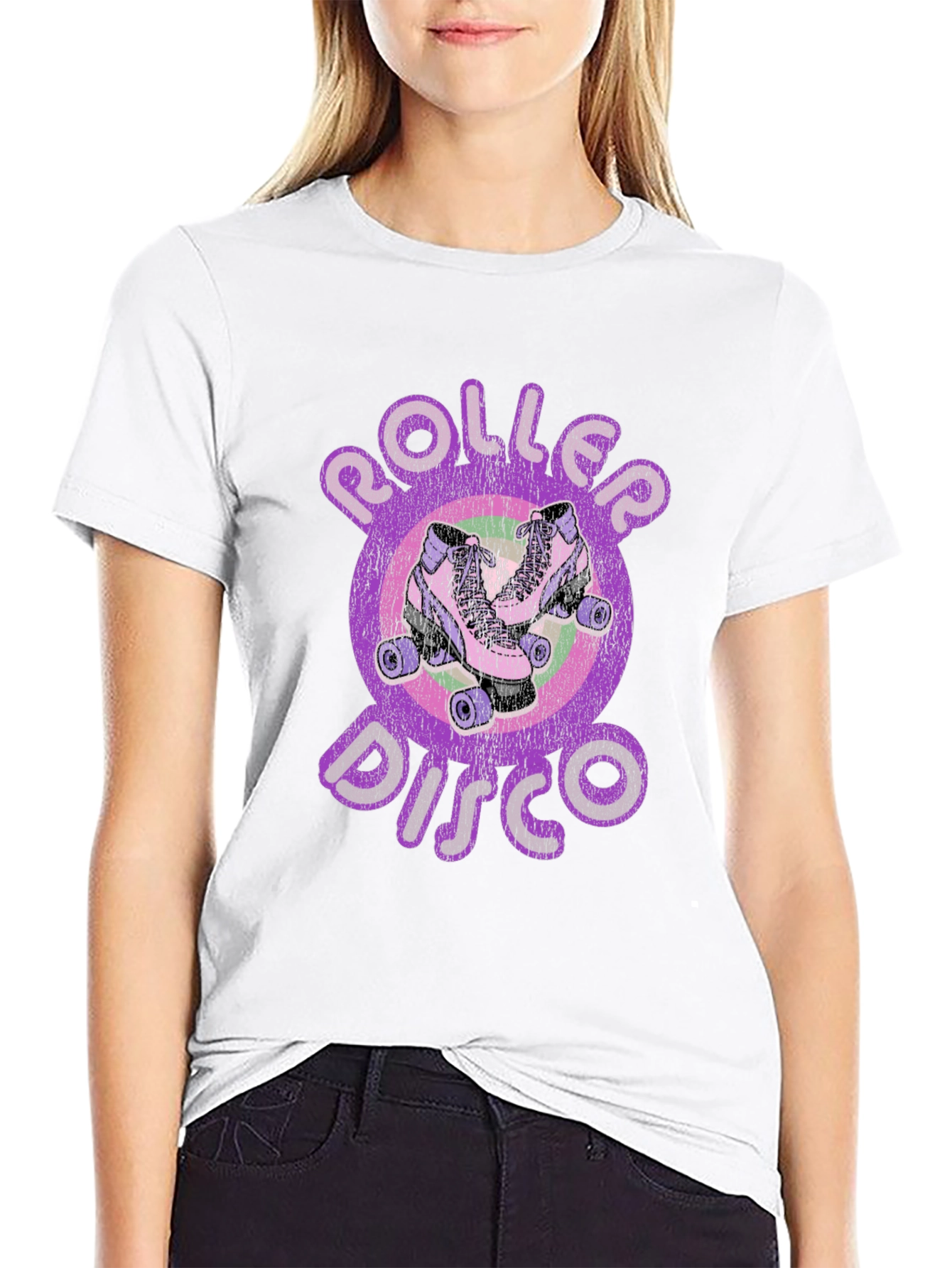 Black Retro Roller Disco T-Shirt - Vintage Skate Style view 9