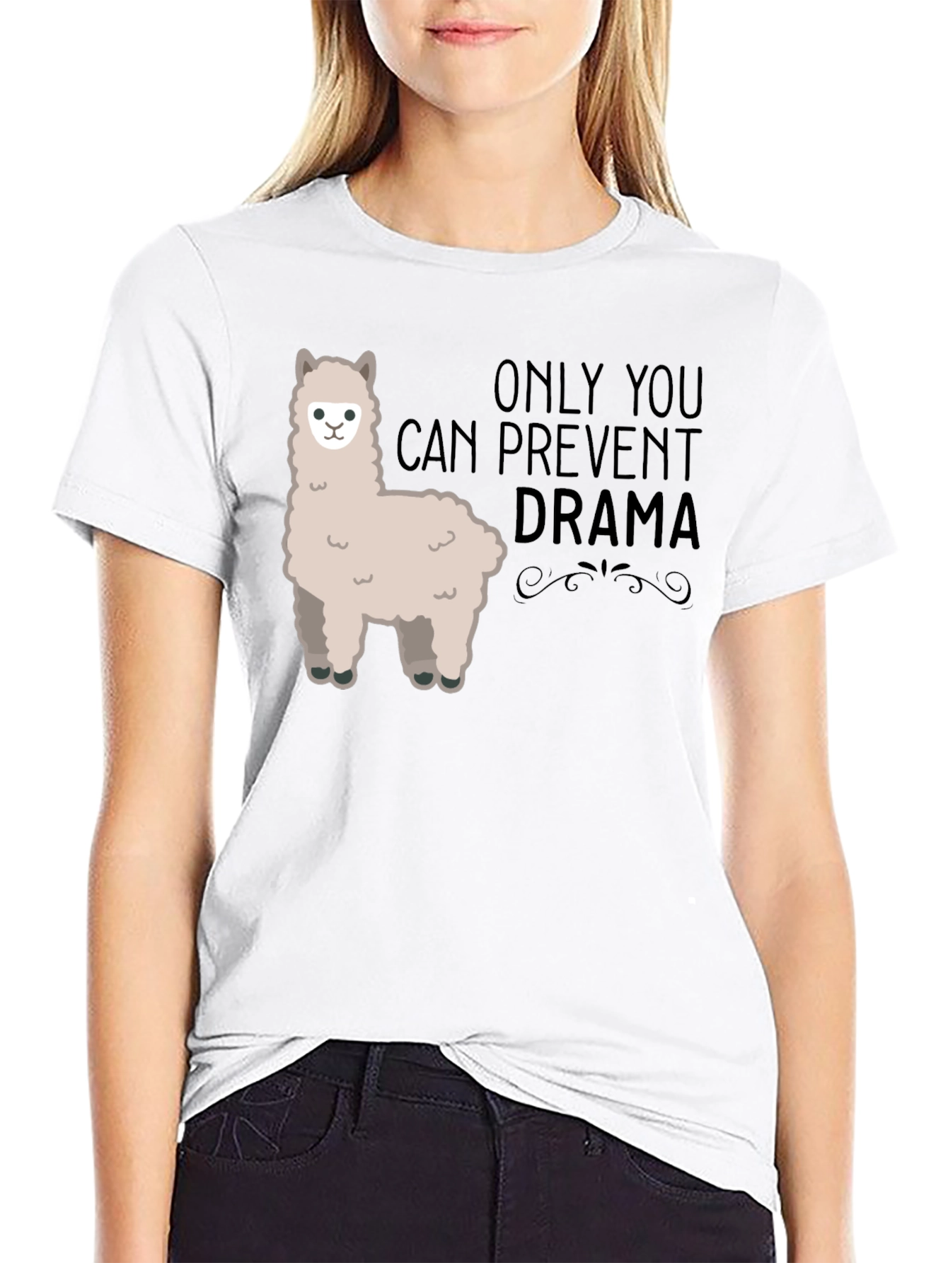 Black Prevent Drama Llama T-Shirt - Mens Humor Graphic Tee view 9