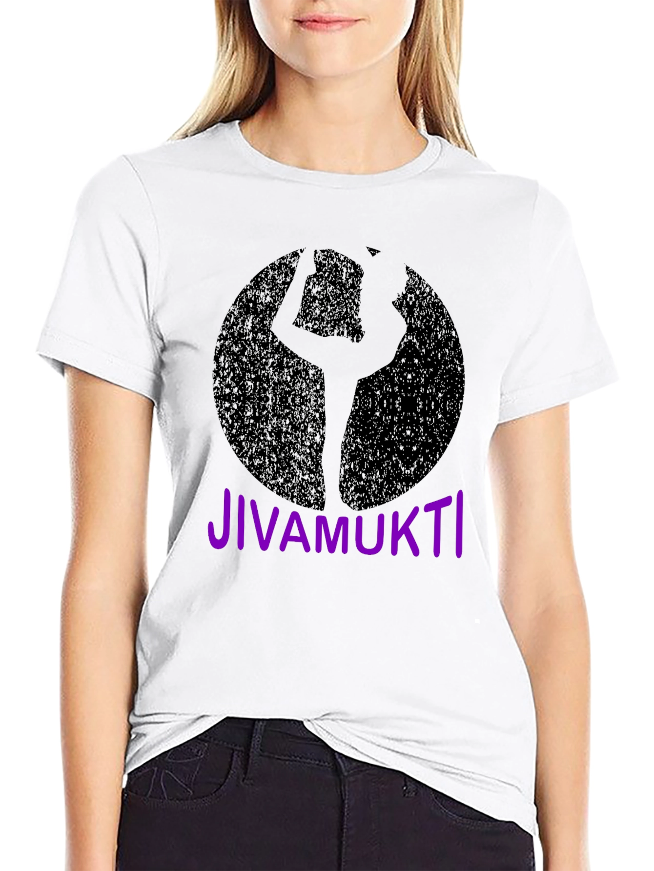 Black Jivamukti Yoga Pose Black T-Shirt view 9