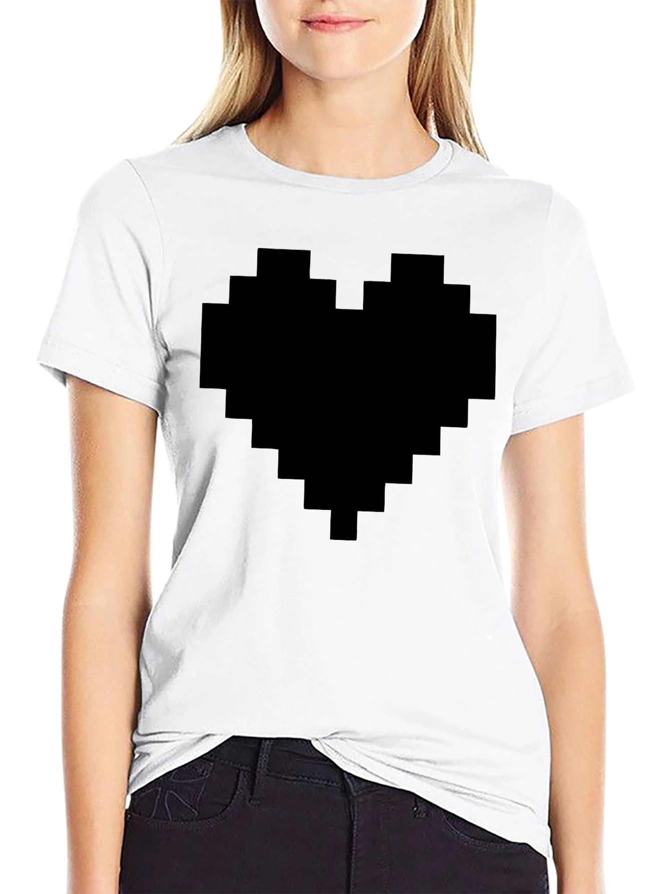 Pixel Heart Graphic Tee - Black Casual Shirt - 9