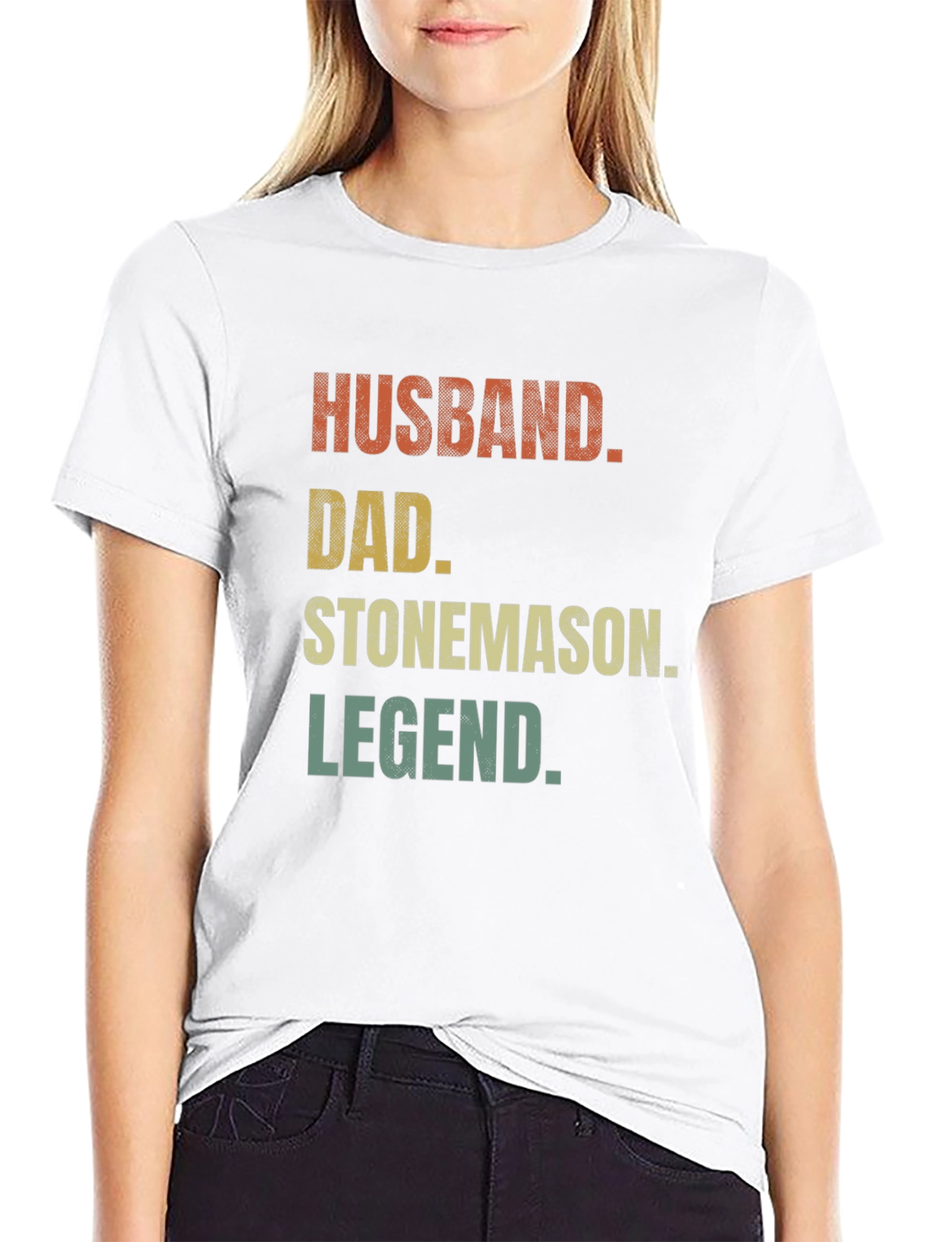 Black Husband Dad Stonemason Legend Black T-Shirt view 9