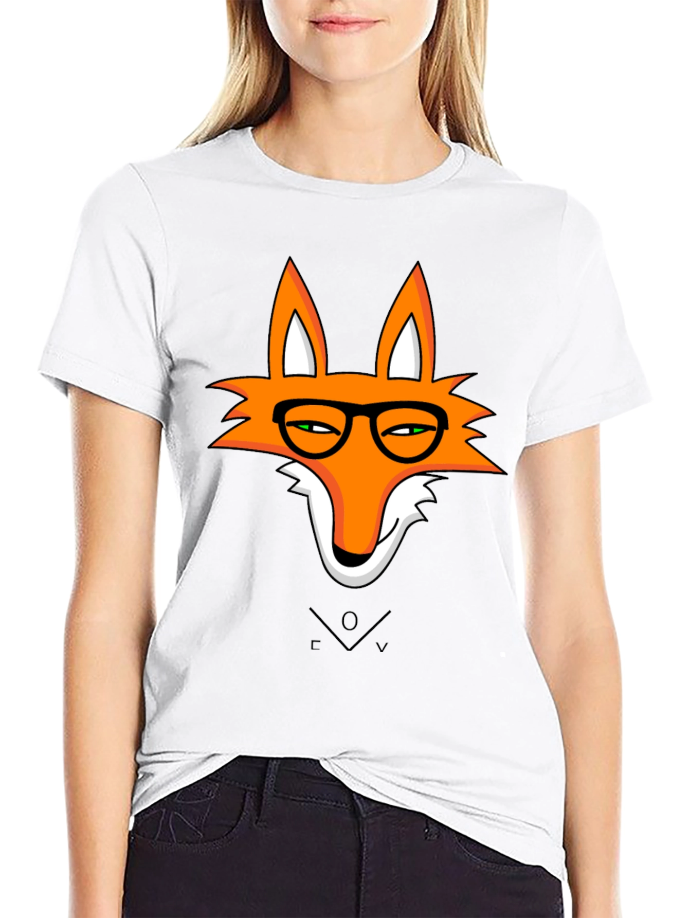 Black Fox With Glasses Graphic T-Shirt view 9