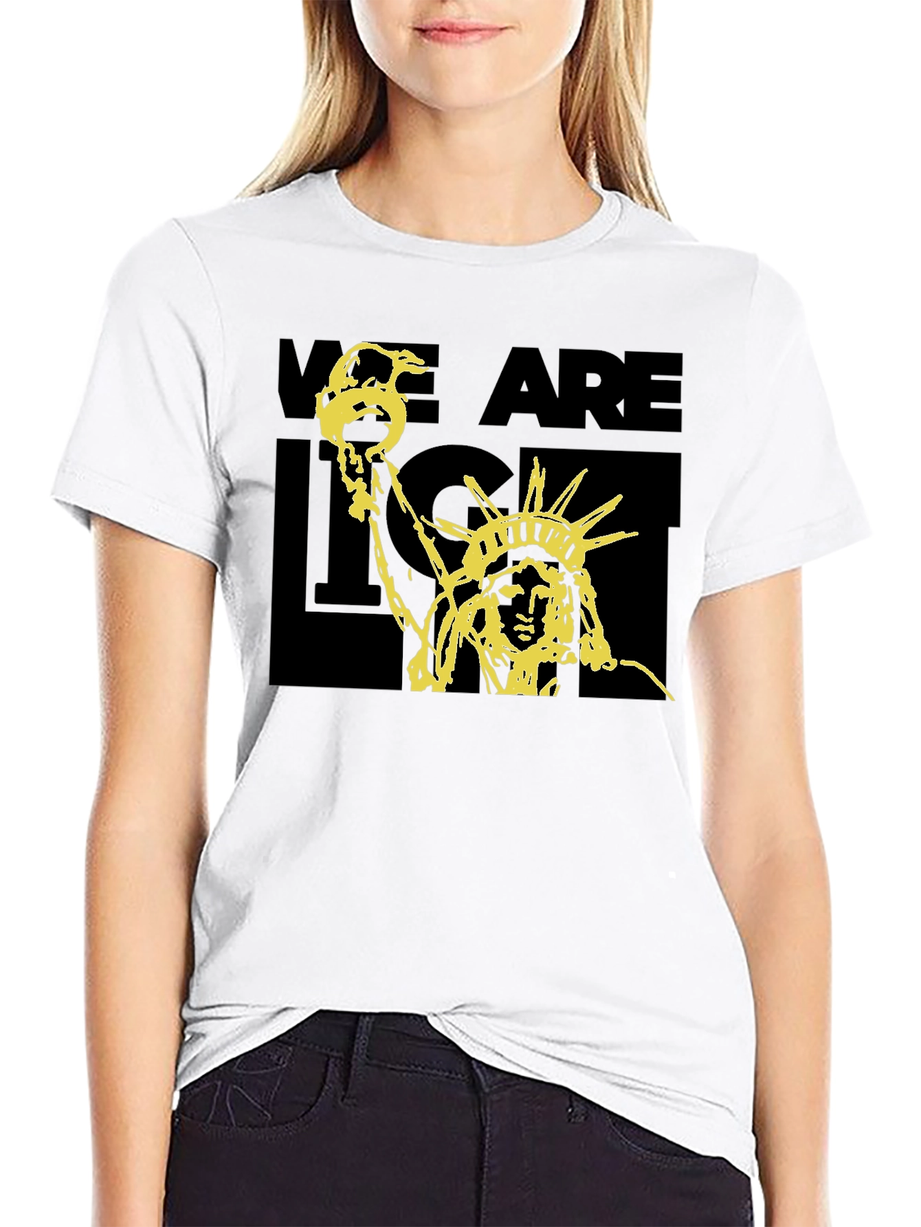 Black Statue of Liberty Graphic Print T-Shirt - Black view 9