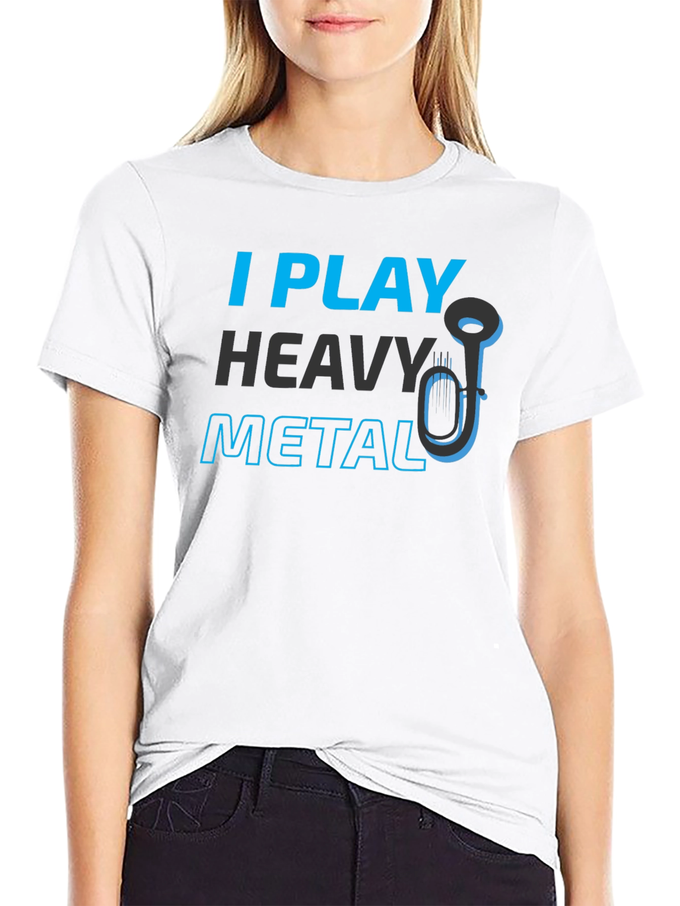 Black I Play Heavy Metal T-Shirt - Funny Musician Tee view 9