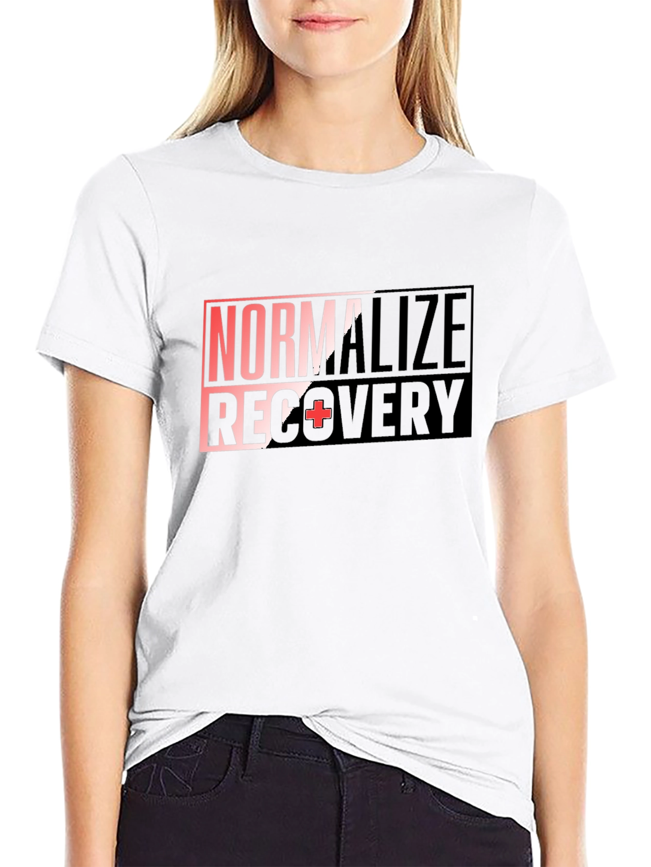 Black Normalize Recovery T-Shirt - Graphic Print Black Tee view 9