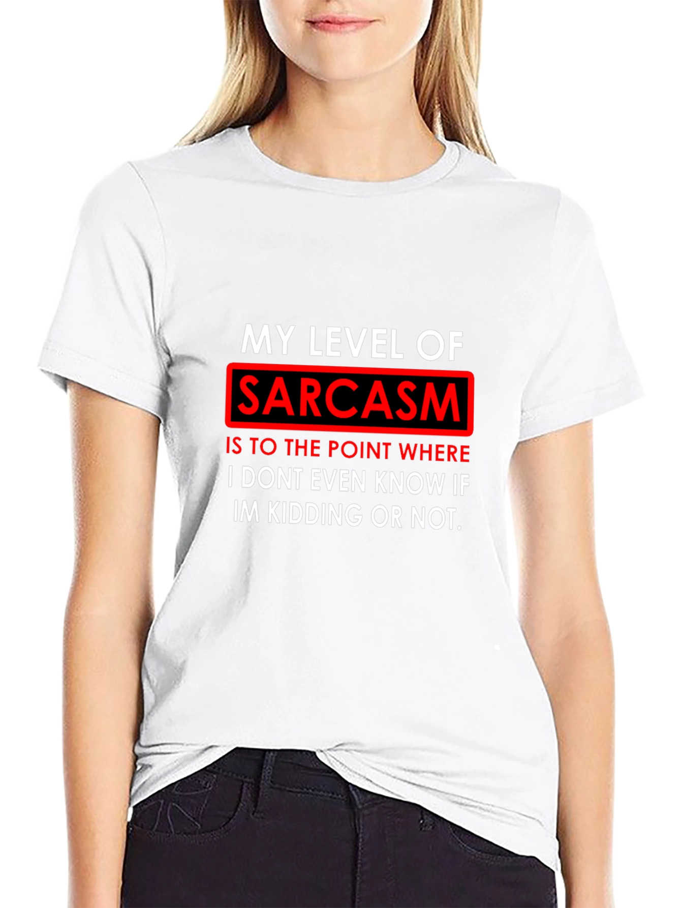 Black Sarcasm Level T-Shirt - Funny Graphic Tee view 9