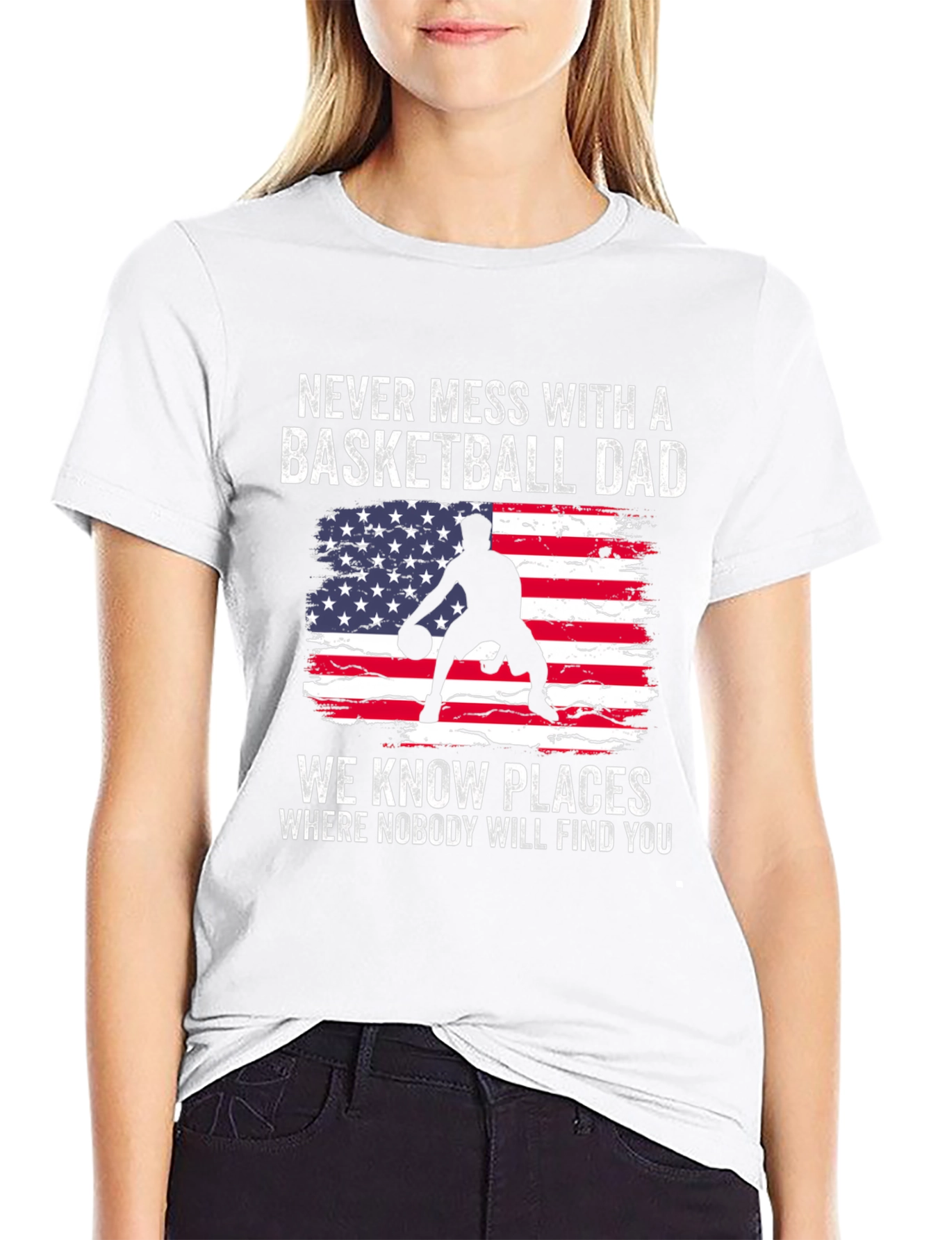Black Basketball Dad T-Shirt - Patriotic USA Design view 9