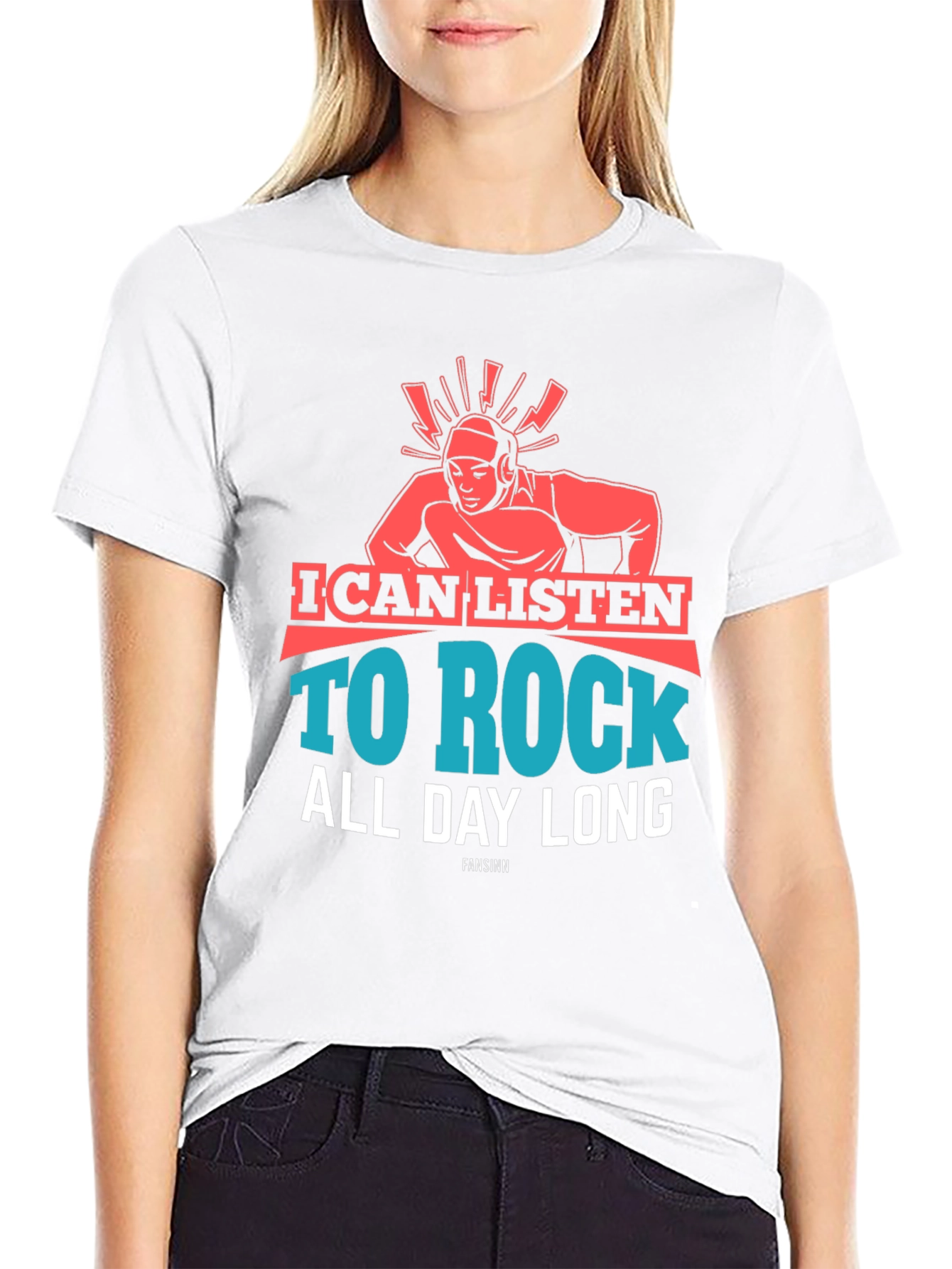 Black Rock Music Lover T-Shirt - I Can Listen All Day Long view 9