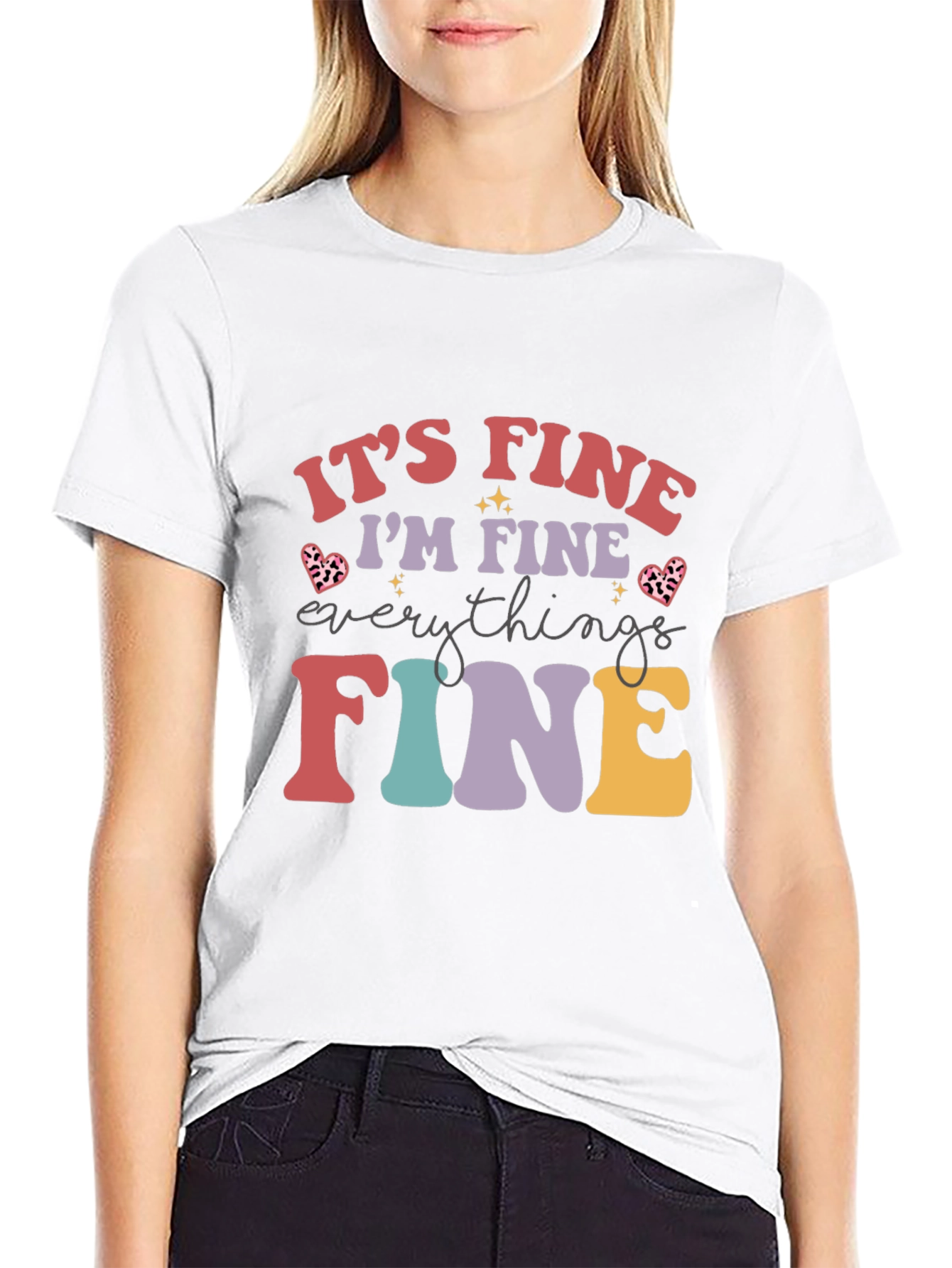 Black It's Fine I'm Fine Everything Is Fine T-Shirt view 9