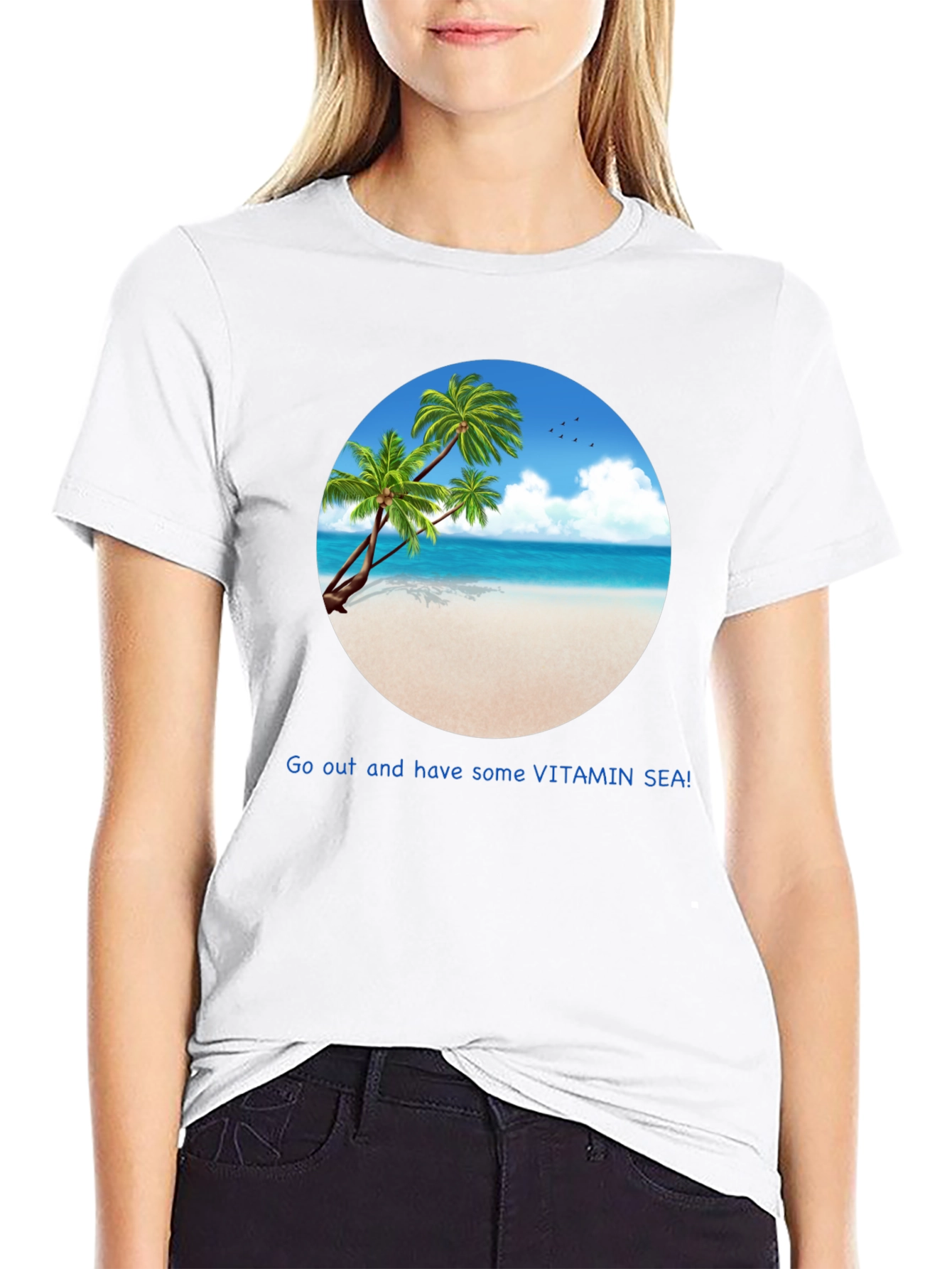 Black Vitamin Sea Beach T-Shirt - Vacation Ready! view 9