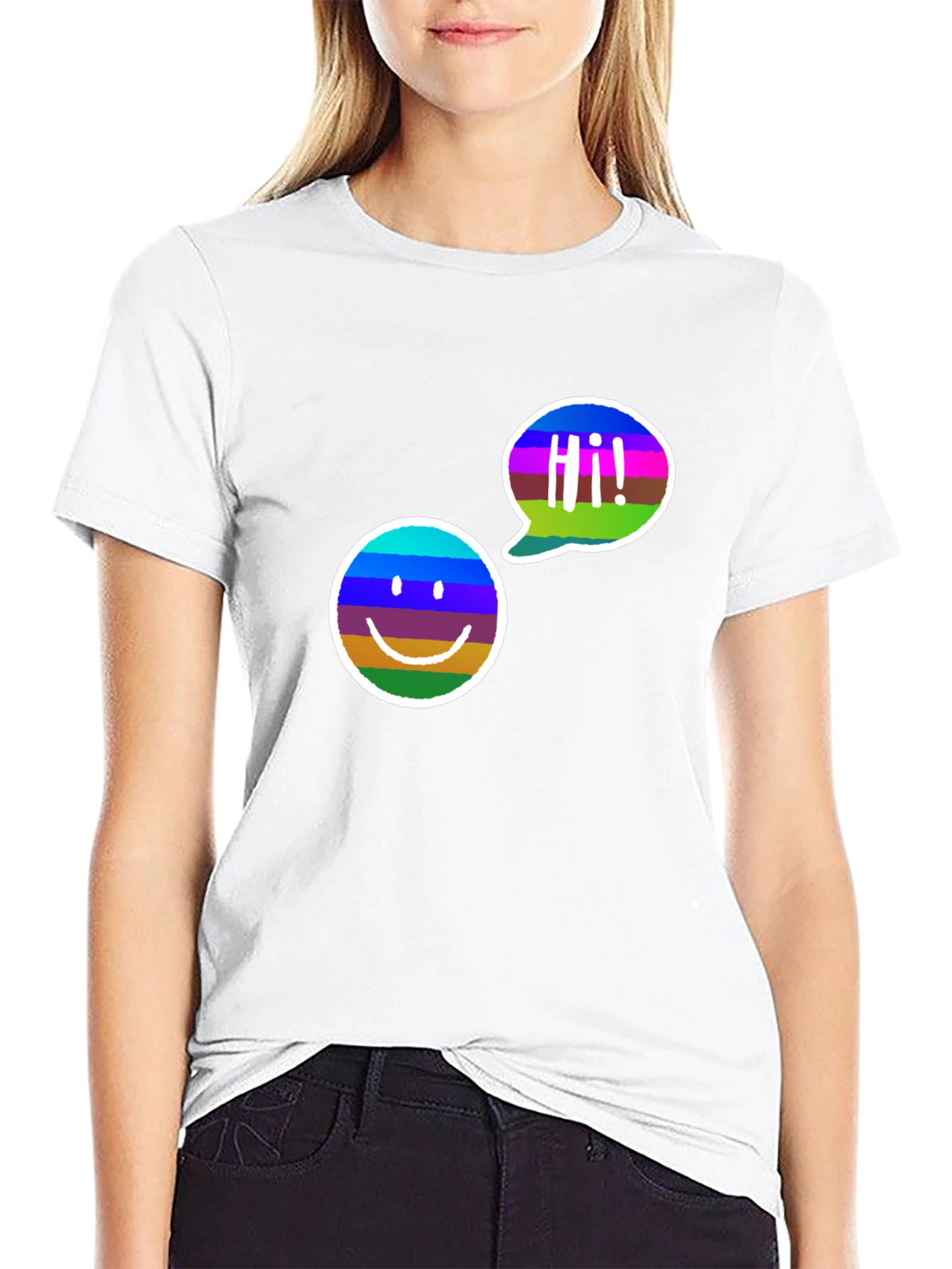 Black Cool Smiley Face Graphic Tee - Black Cotton T-Shirt view 9