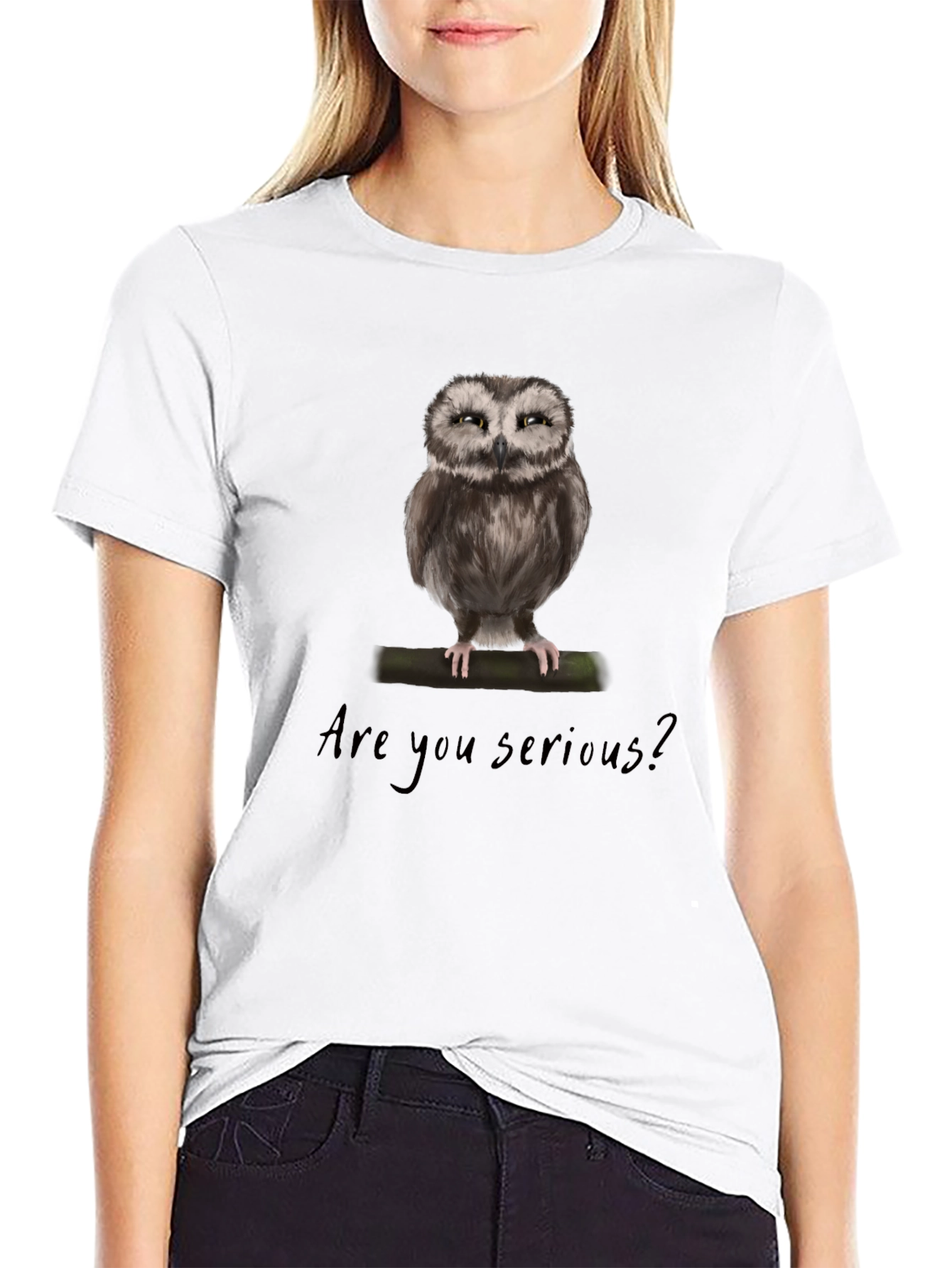 Black Funny Owl T-Shirt - Are You Serious? view 9