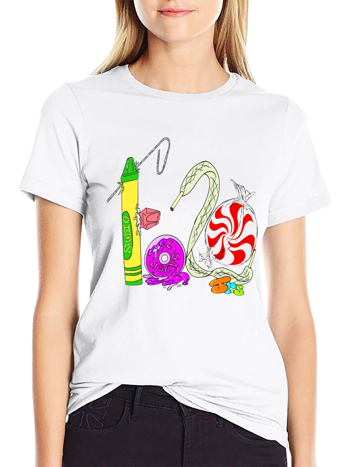 Black Studio 1200 T-Shirt | Unique Crayon & Candy Design view 9