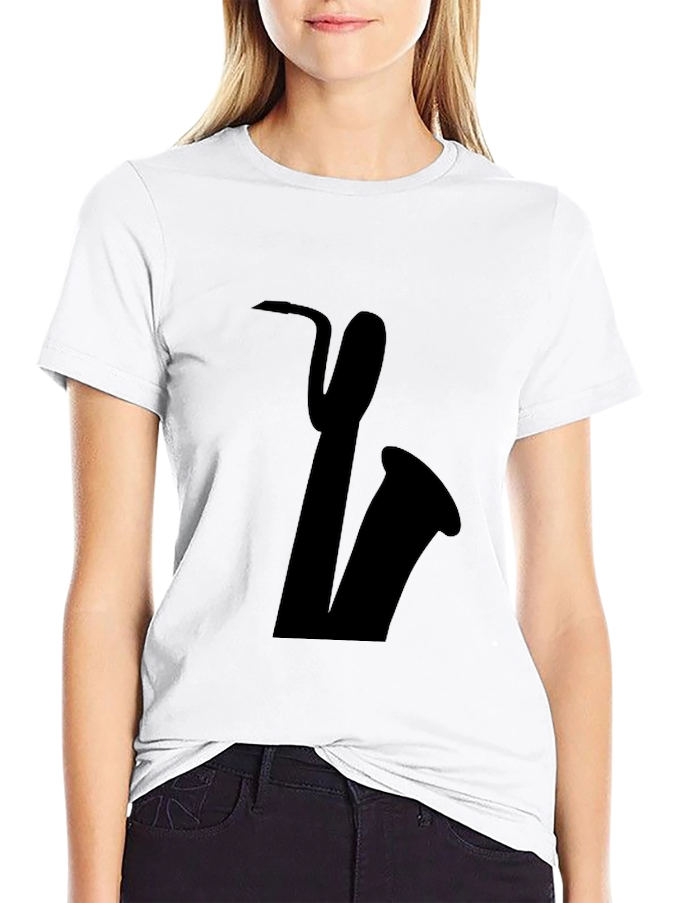 Black Saxophone Graphic Tee - Black Cotton Casual view 9