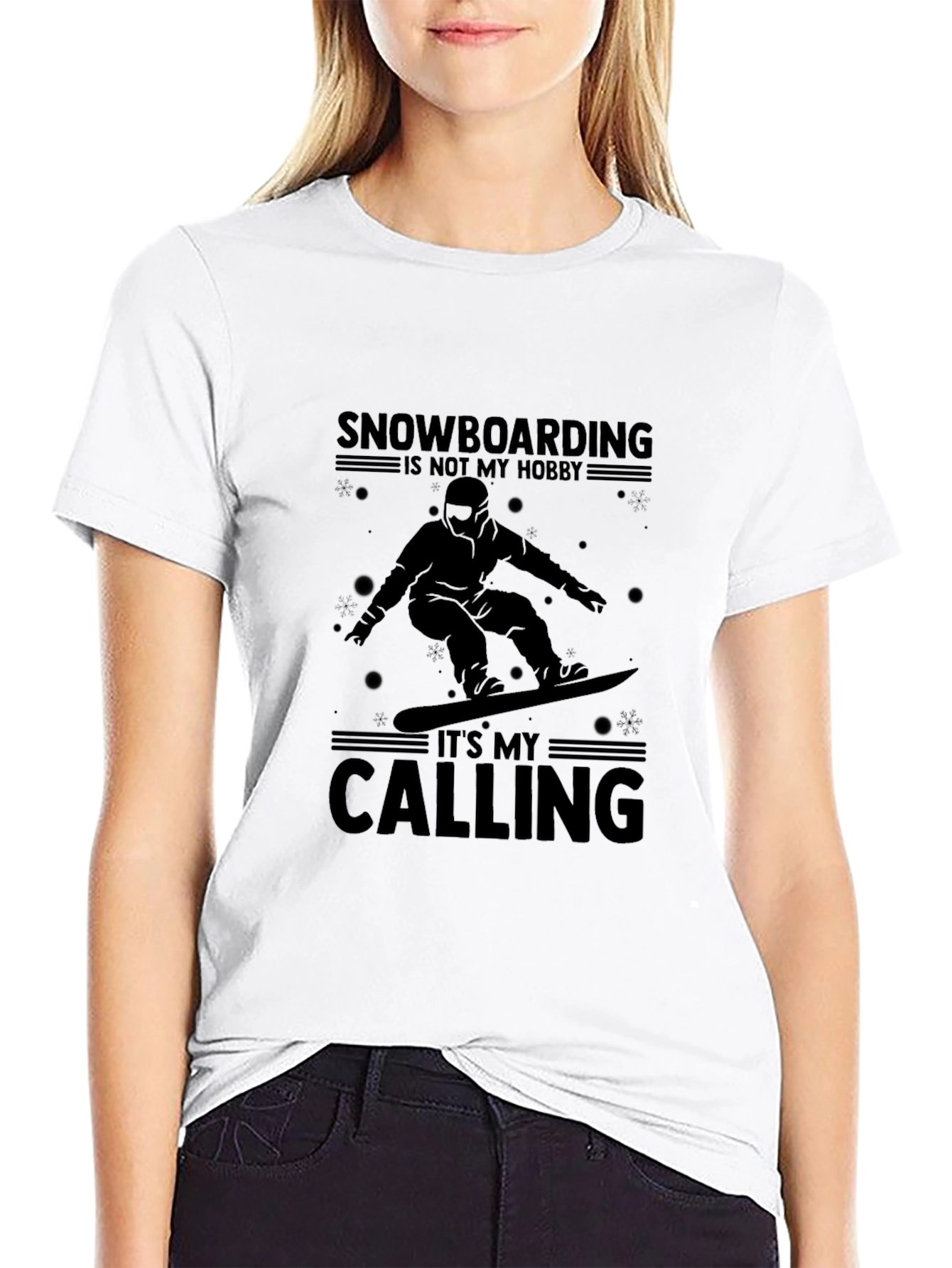 Black Snowboarding Is My Calling Graphic T-Shirt view 9