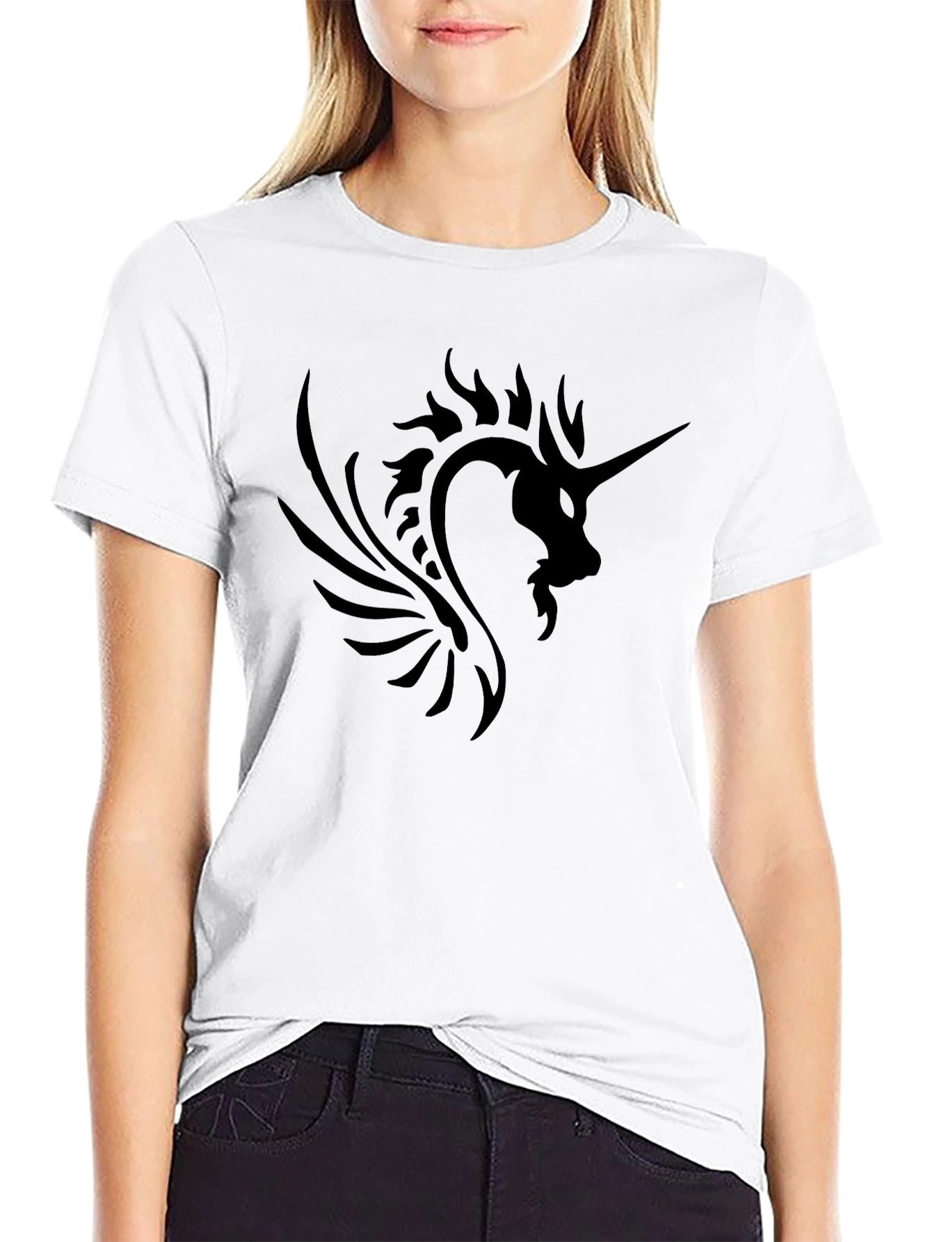 Black Men's Black Unicorn Graphic T-Shirt view 9