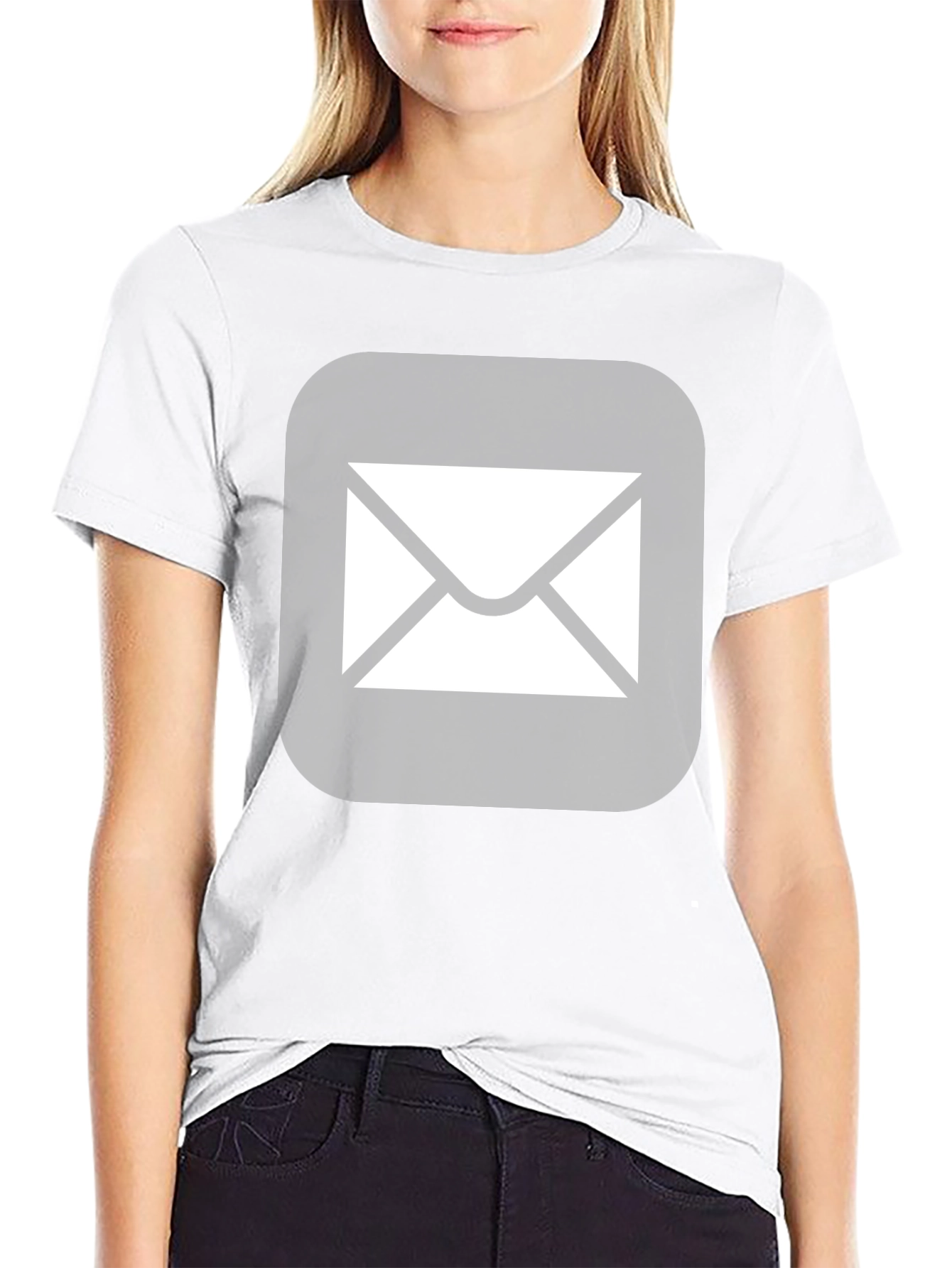 Black Men's Black T-Shirt with Email Icon view 9