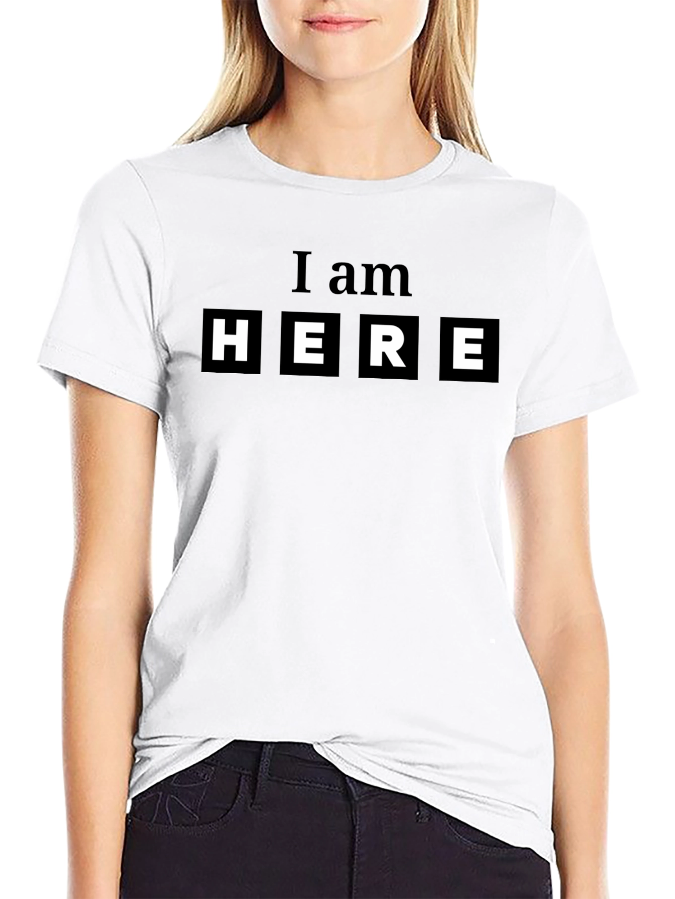Black I Am Here Graphic T-Shirt - Mens Casual Tee view 9