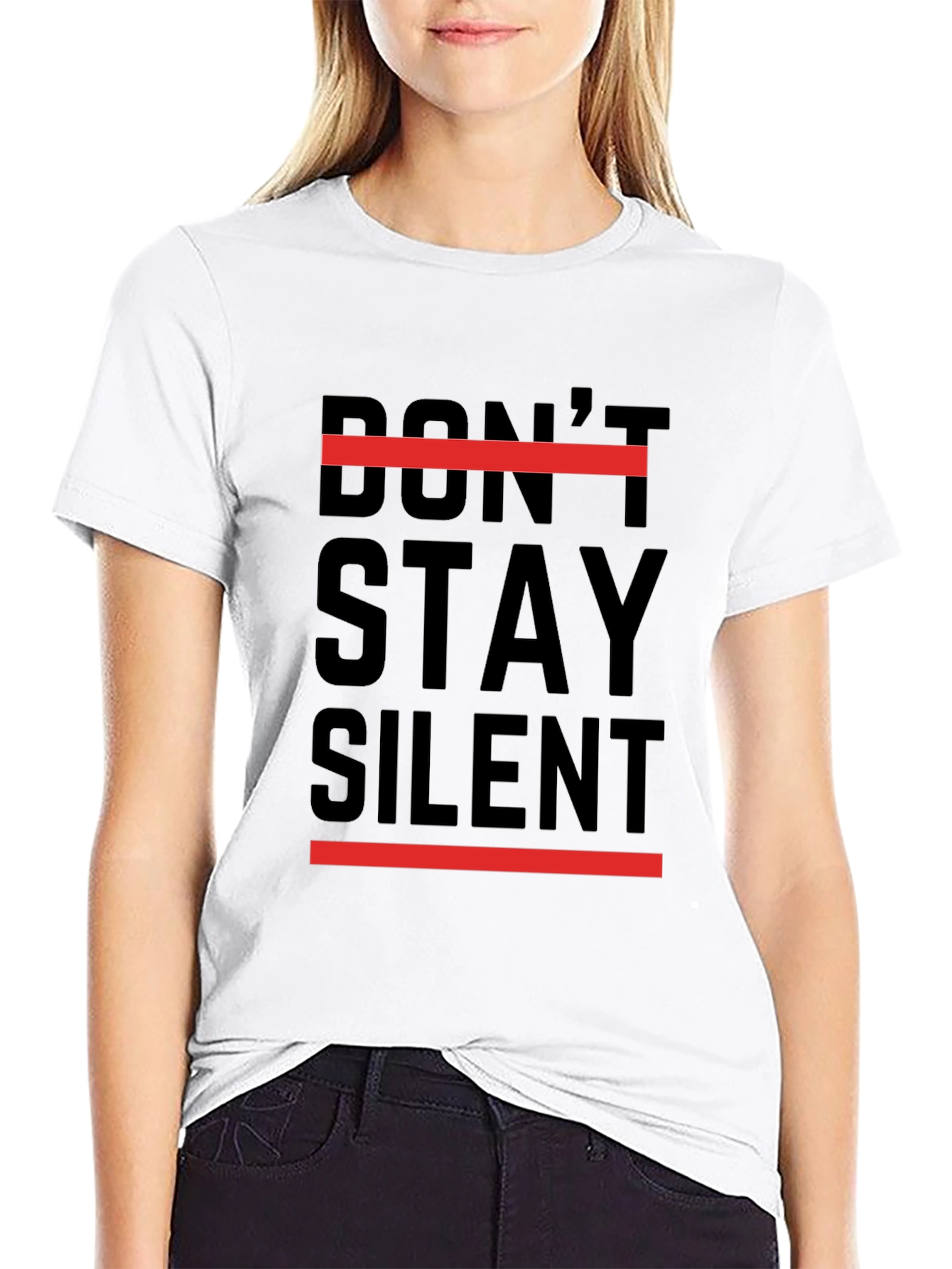 Black Don't Stay Silent Graphic Tee - Black view 9