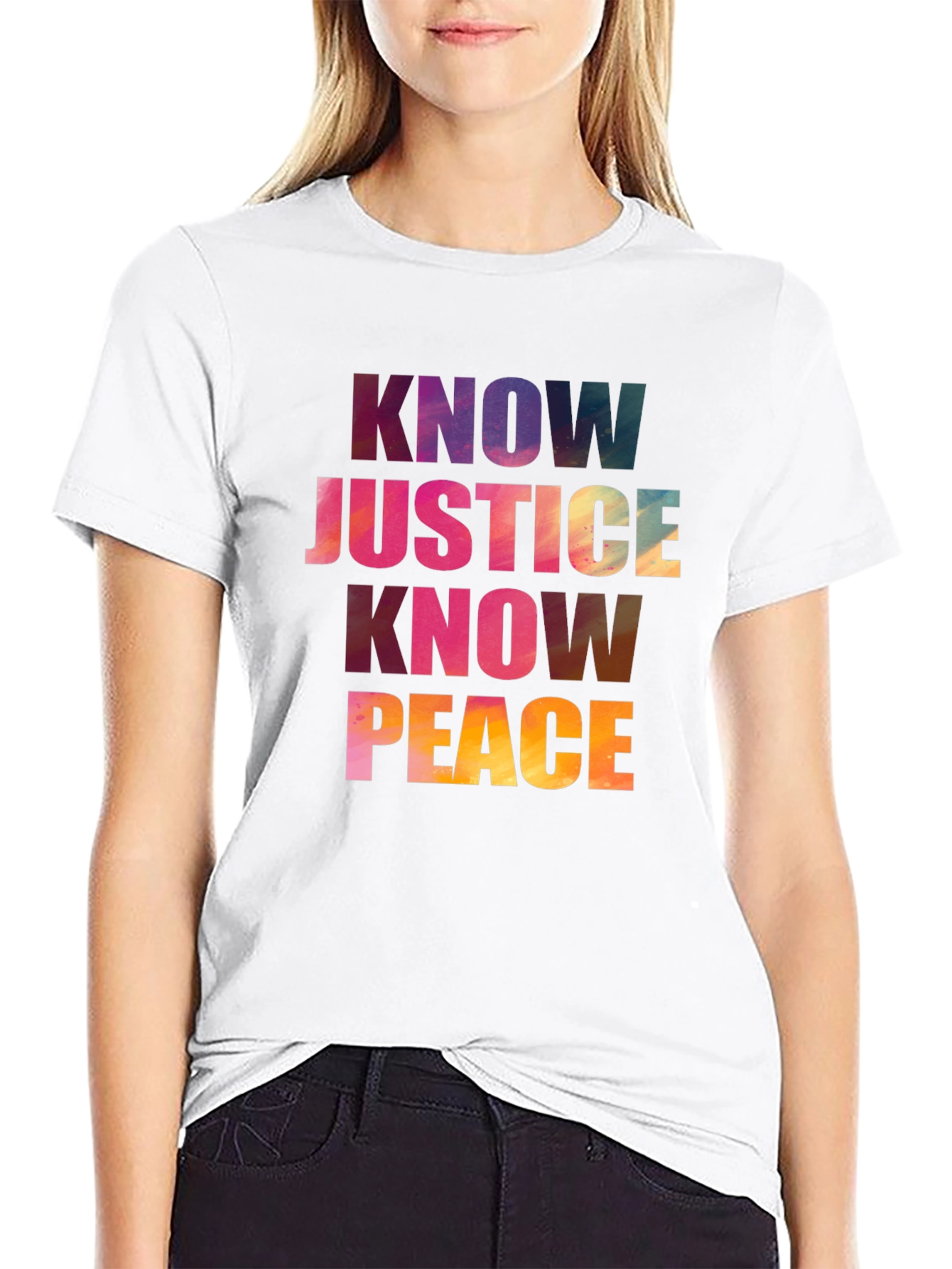 Black Know Justice Know Peace Graphic T-Shirt view 9