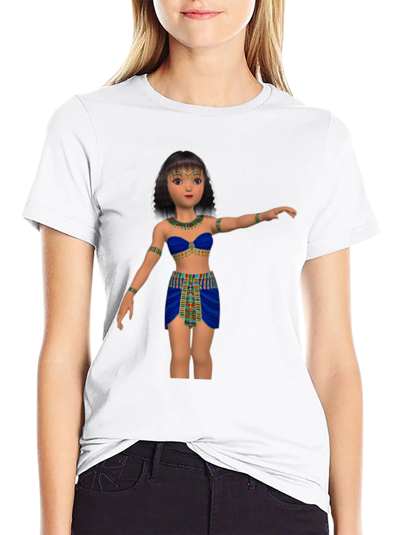 Black Egyptian Cartoon Girl Graphic Tee view 9