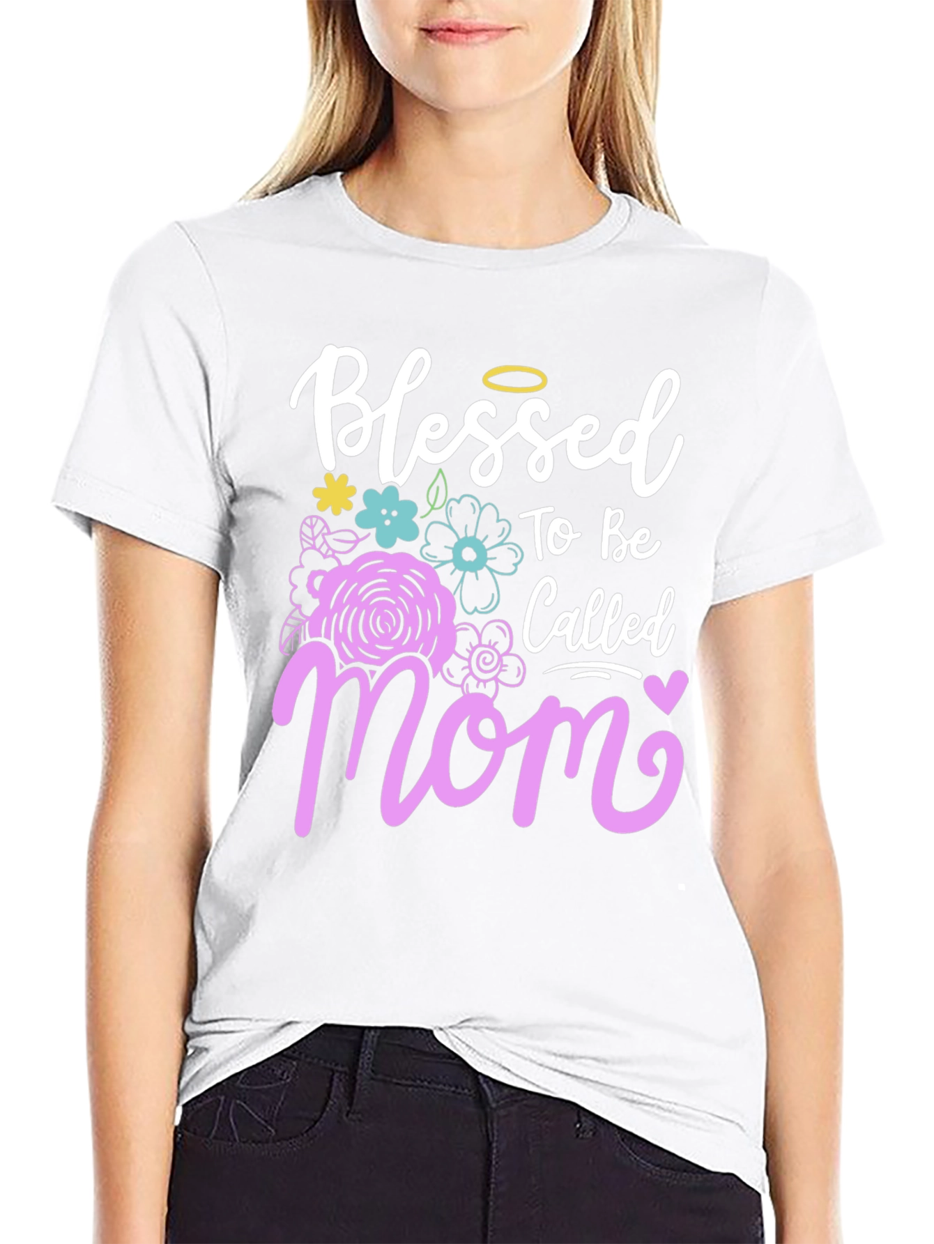 Black Blessed Mom Graphic T-Shirt view 9