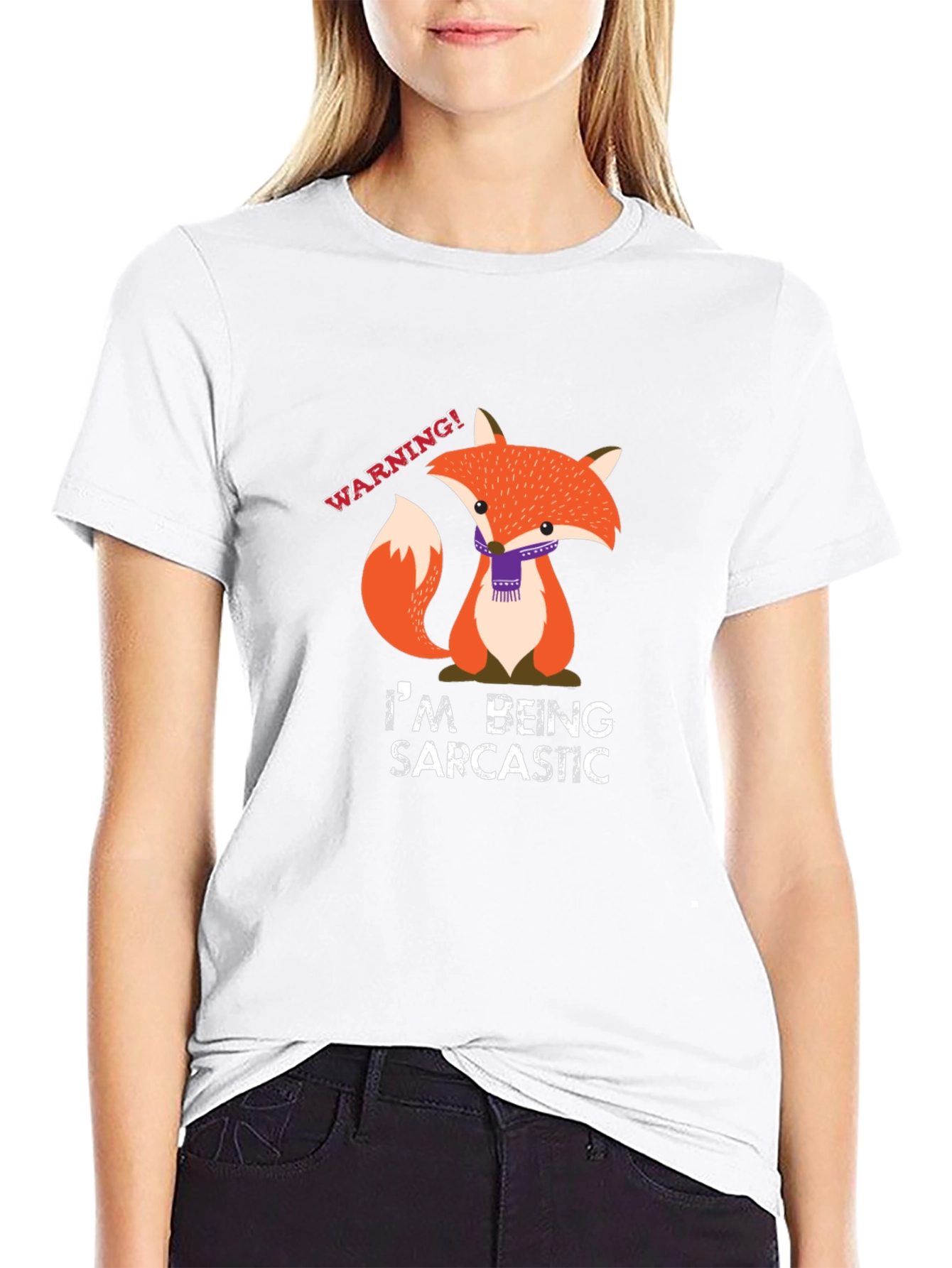 Black Sarcastic Fox Graphic Tee - Funny Animal T-Shirt view 9