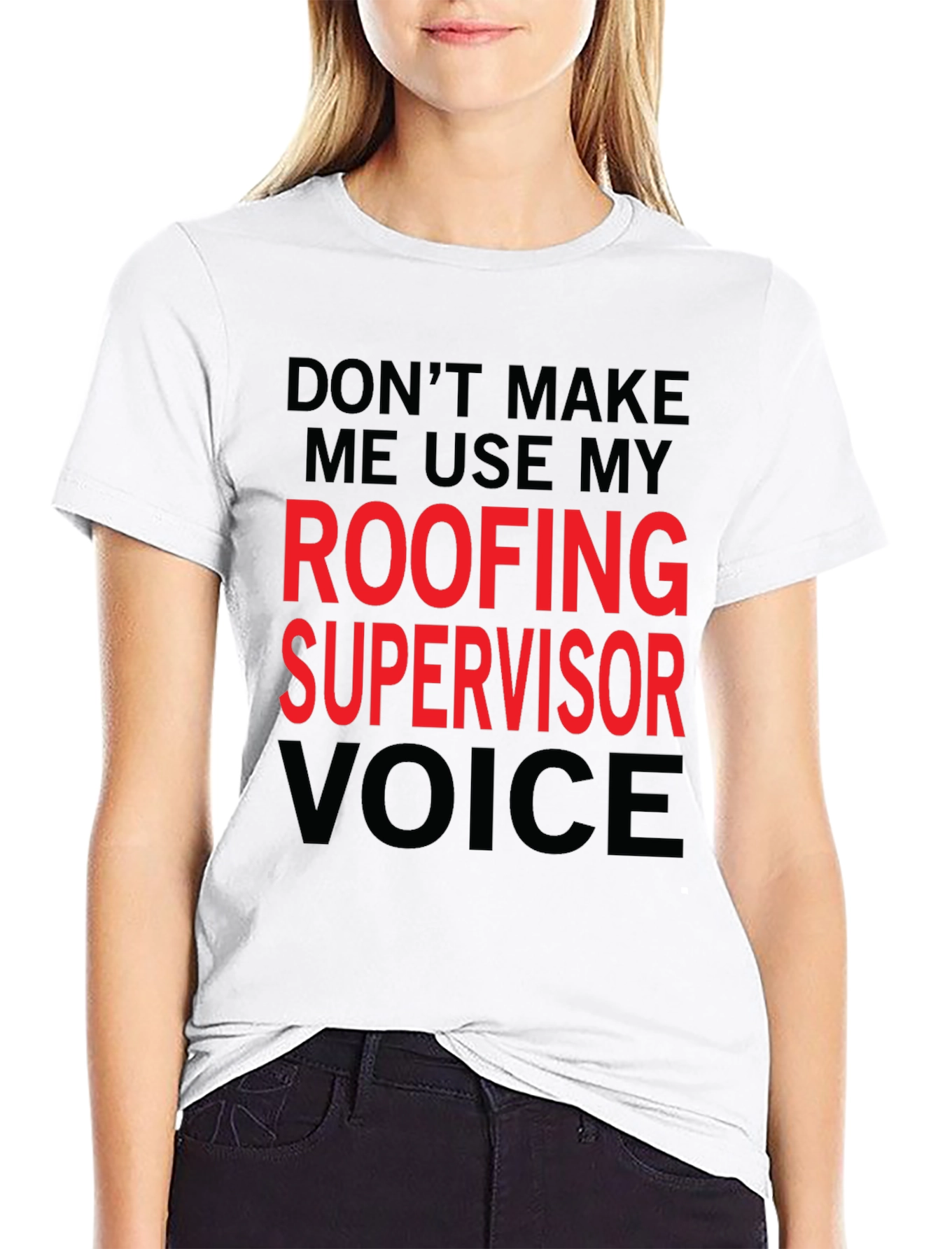 Black Roofing Supervisor Voice T-Shirt - Funny Job Gift view 9