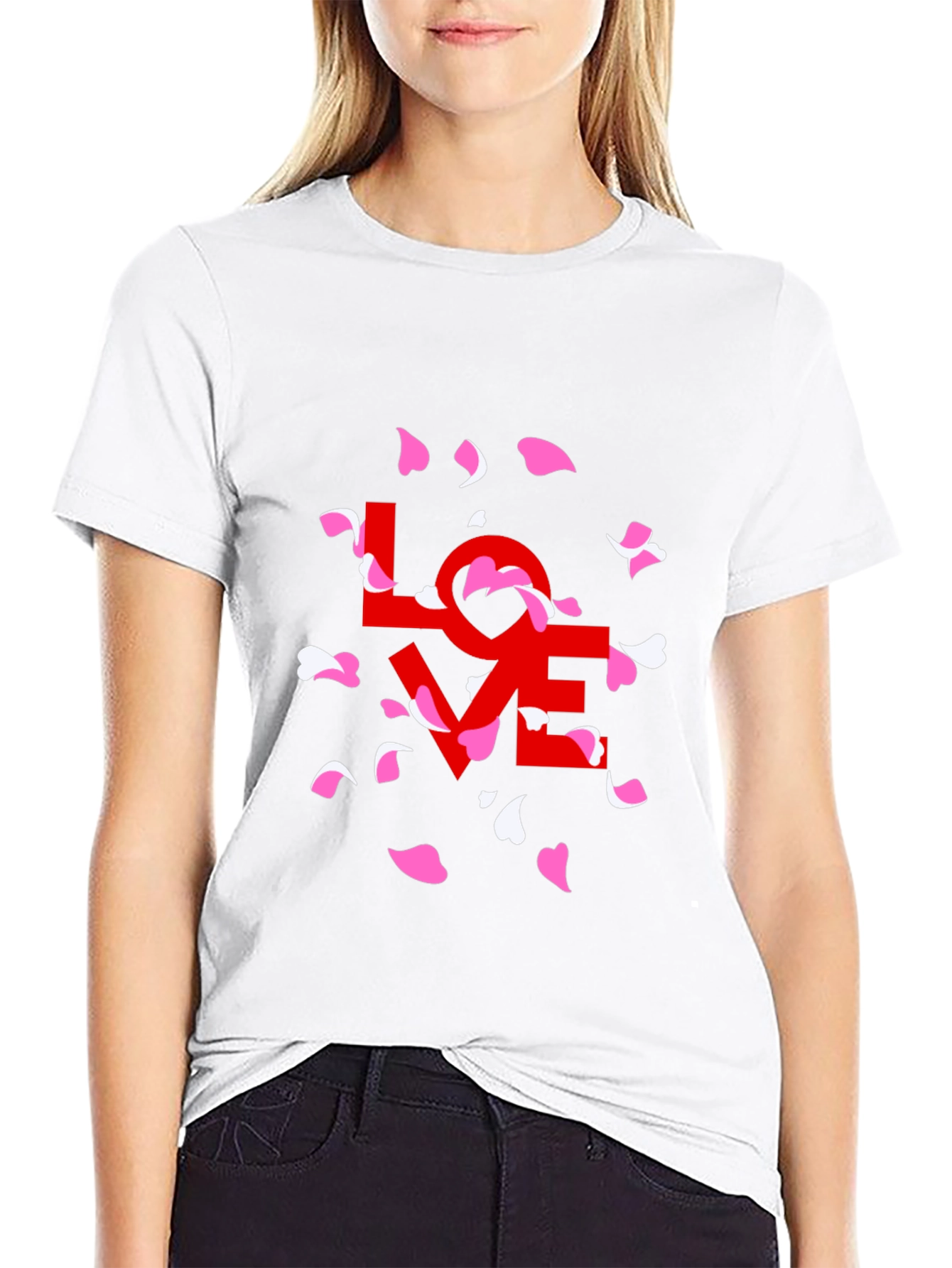 Black Love Petals Graphic Tee - Stylish Black T-Shirt view 9