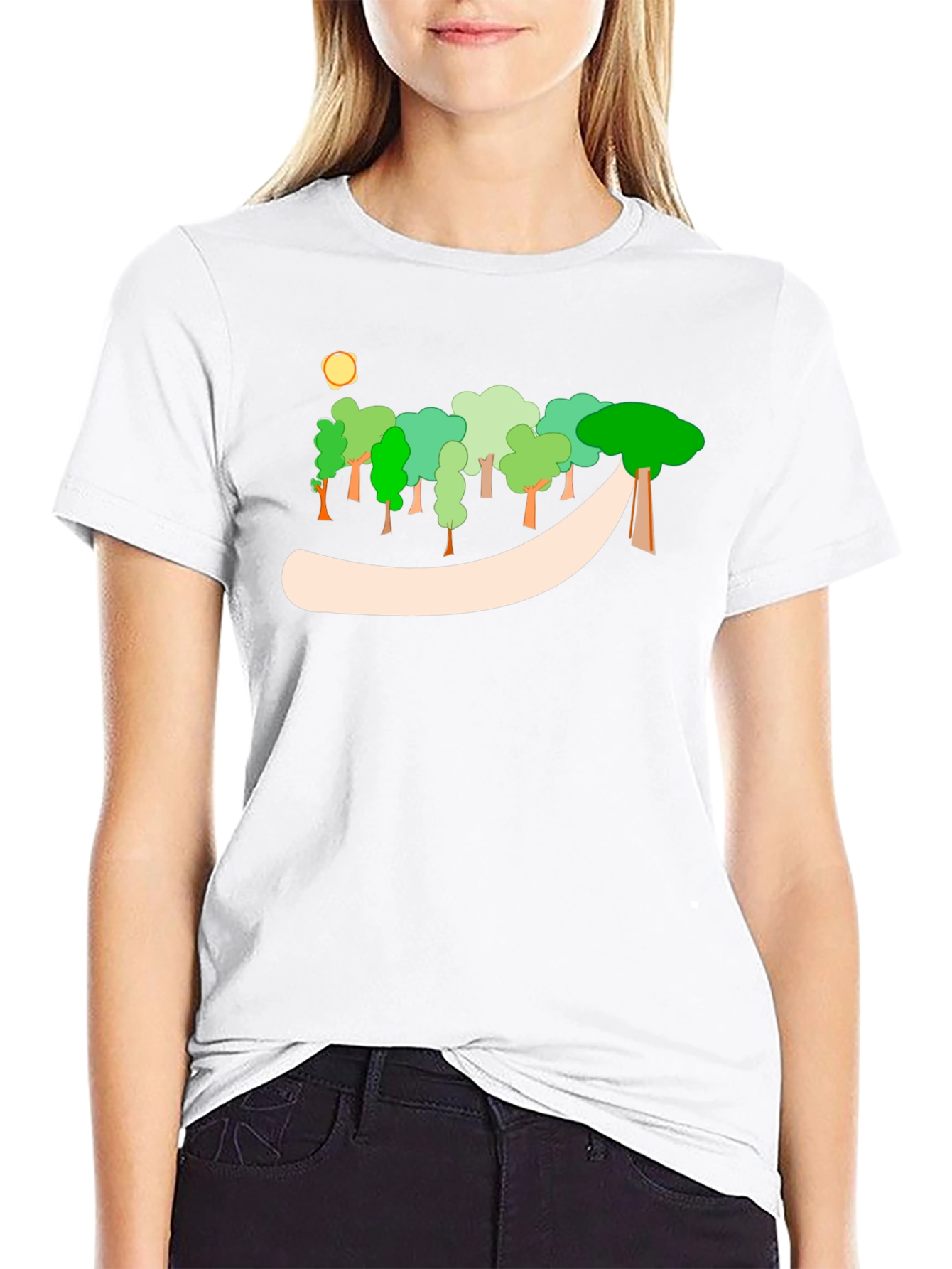 Black Cartoon Forest Graphic Tee view 9