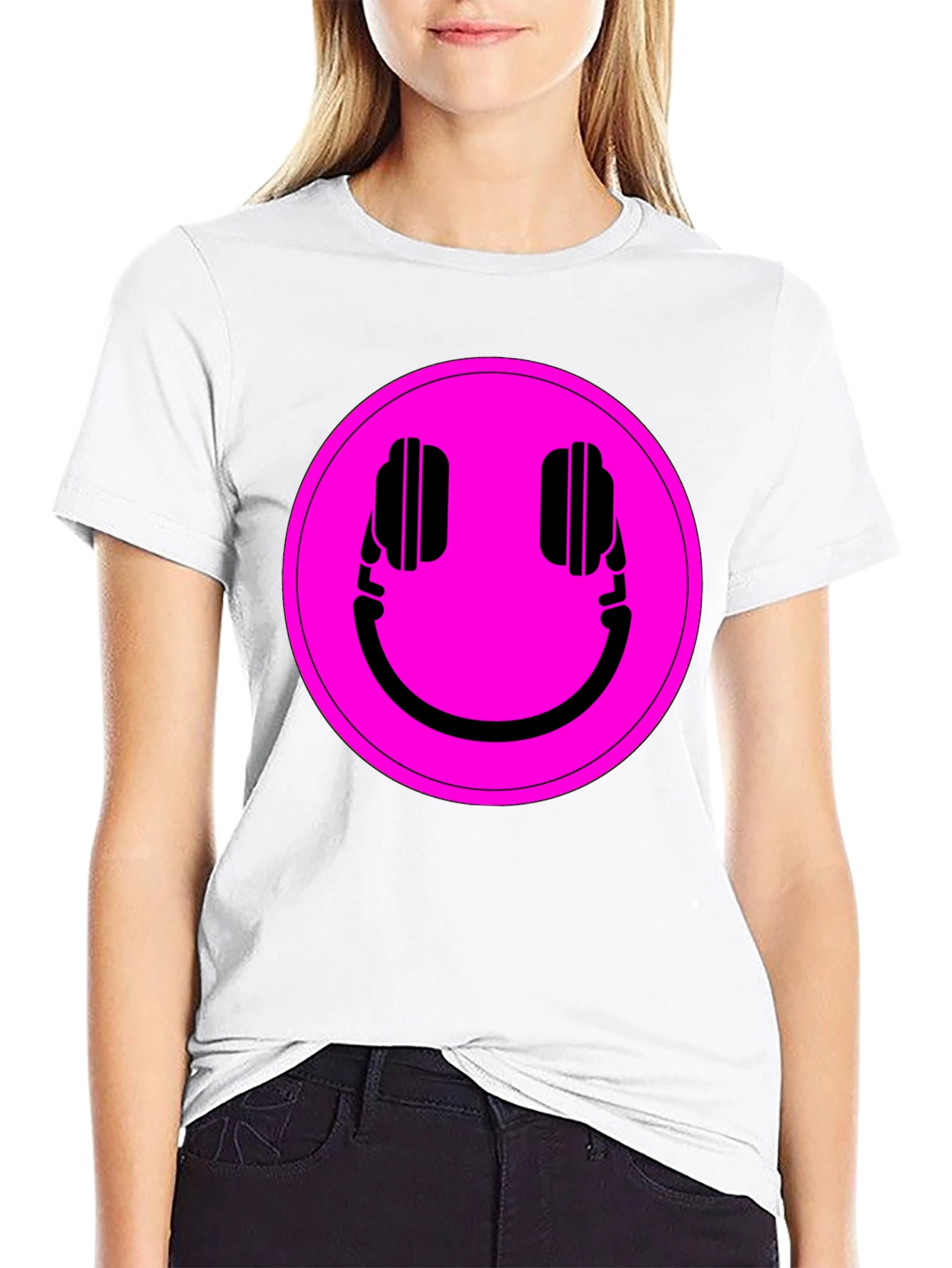 Black Headphone Smiley Graphic Tee - Black view 9