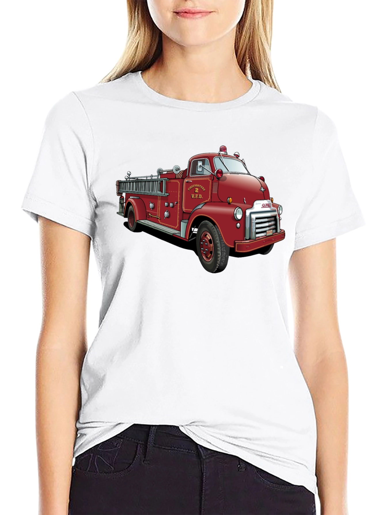 Black Vintage Firetruck Graphic T-Shirt view 9