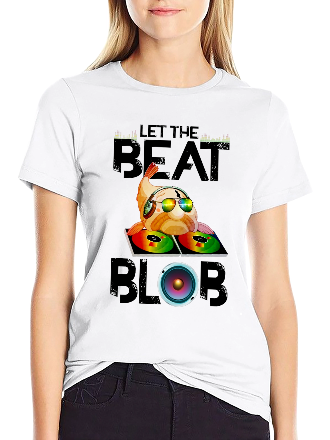 Black Let the Beat Blob T-Shirt - DJ Fish Graphic Tee view 9