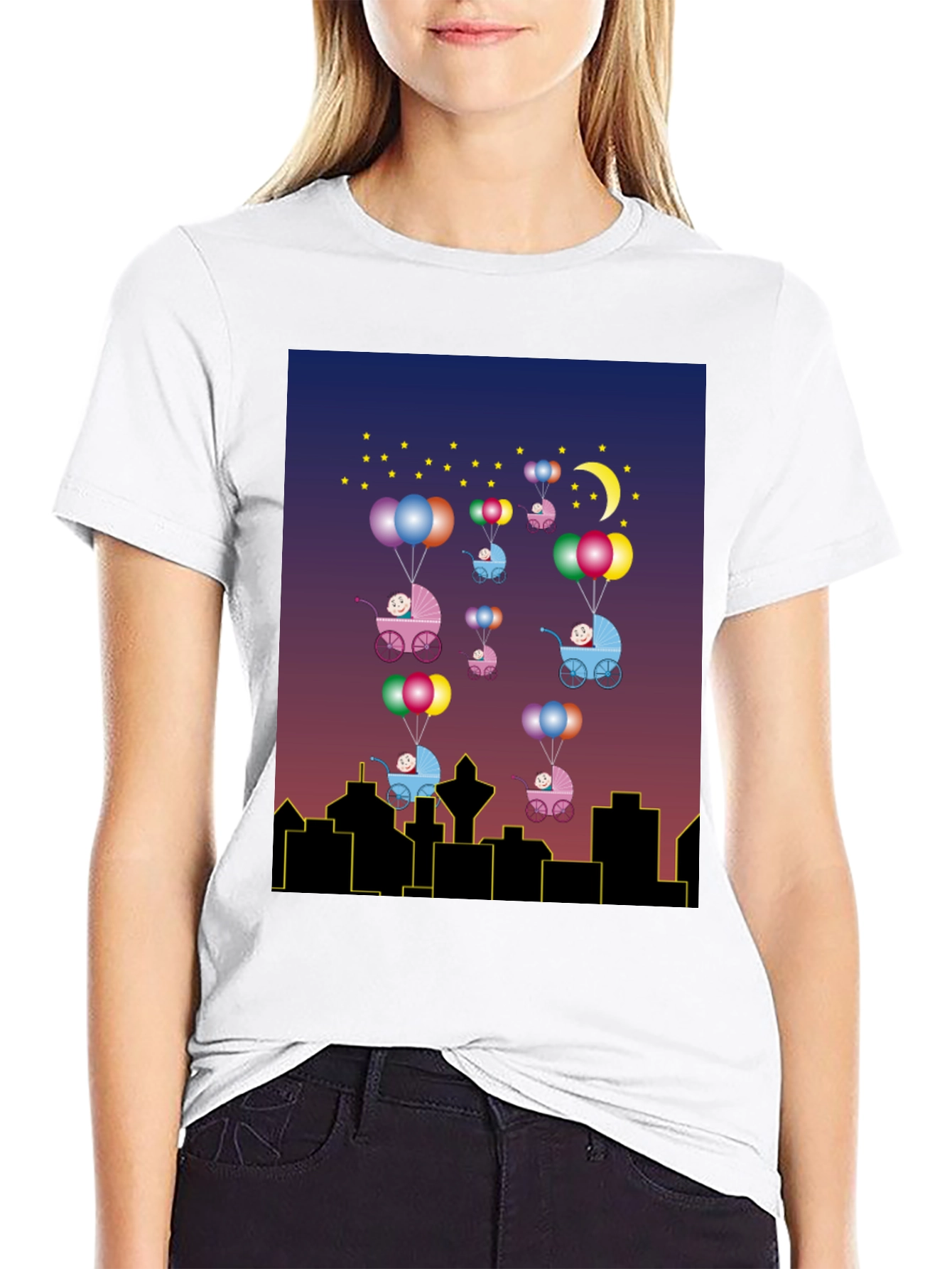 Black Novelty Baby Balloon Ride T-Shirt view 9
