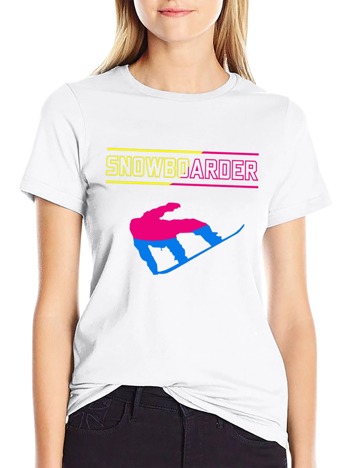 Black Snowboarder Graphic Tee - Black Cotton T-Shirt view 9