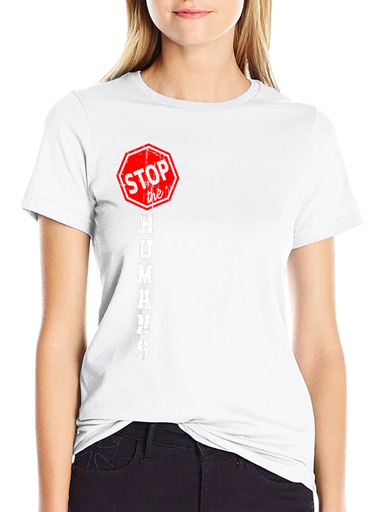 Black Stop the Humans T-Shirt view 9