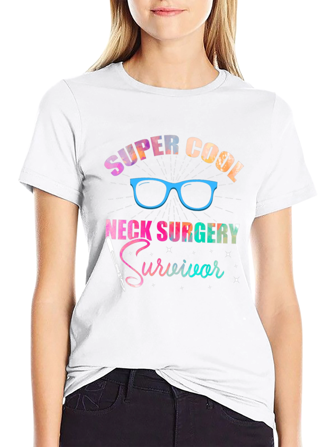 Black Super Cool Neck Surgery Survivor T-Shirt view 9