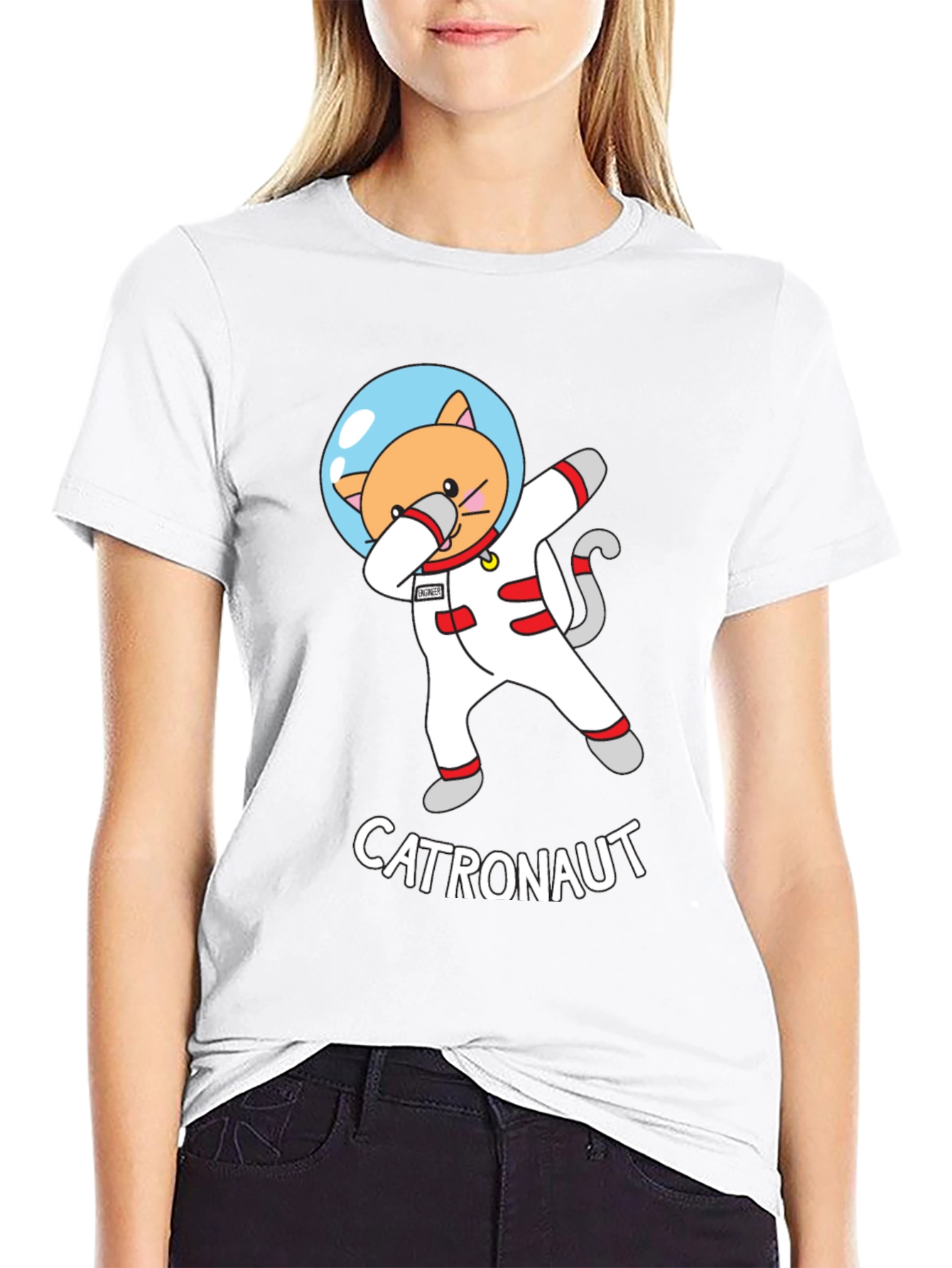 Black Catronaut T-Shirt - Dabbing Cat Astronaut Design view 9