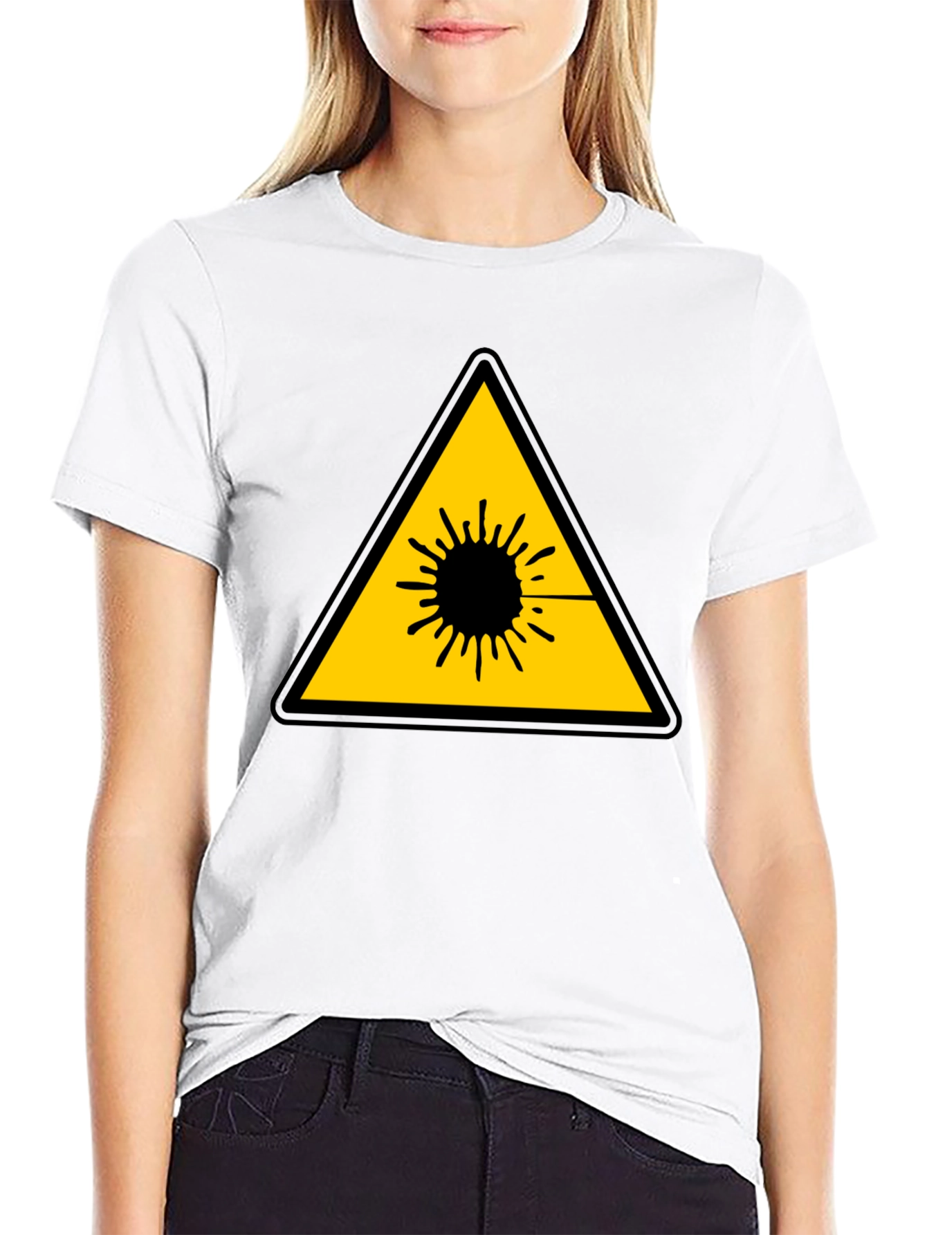 Black Laser Hazard Black T-Shirt - Warning Graphic Tee view 9