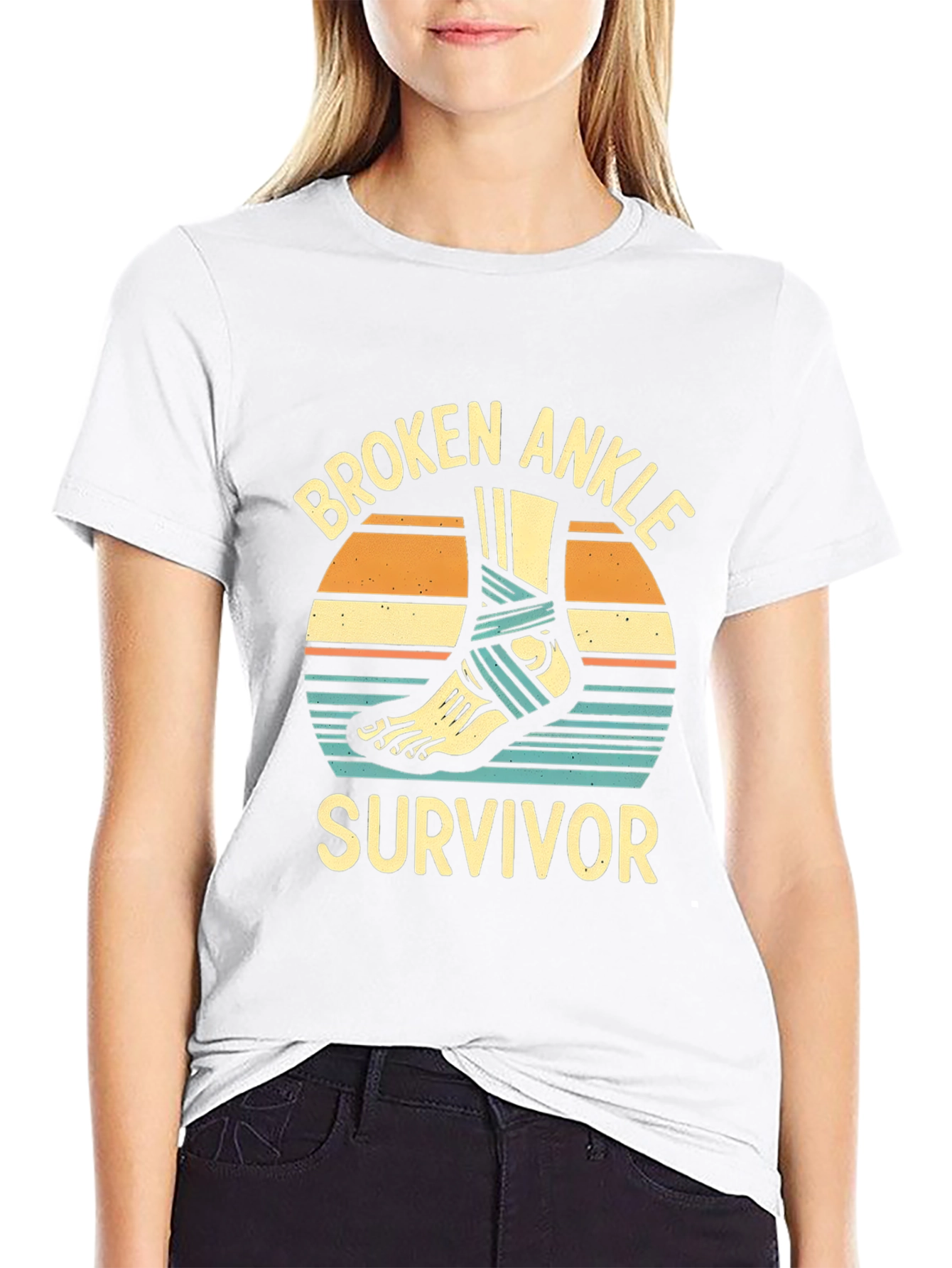 Black Broken Ankle Survivor Graphic T-Shirt view 9