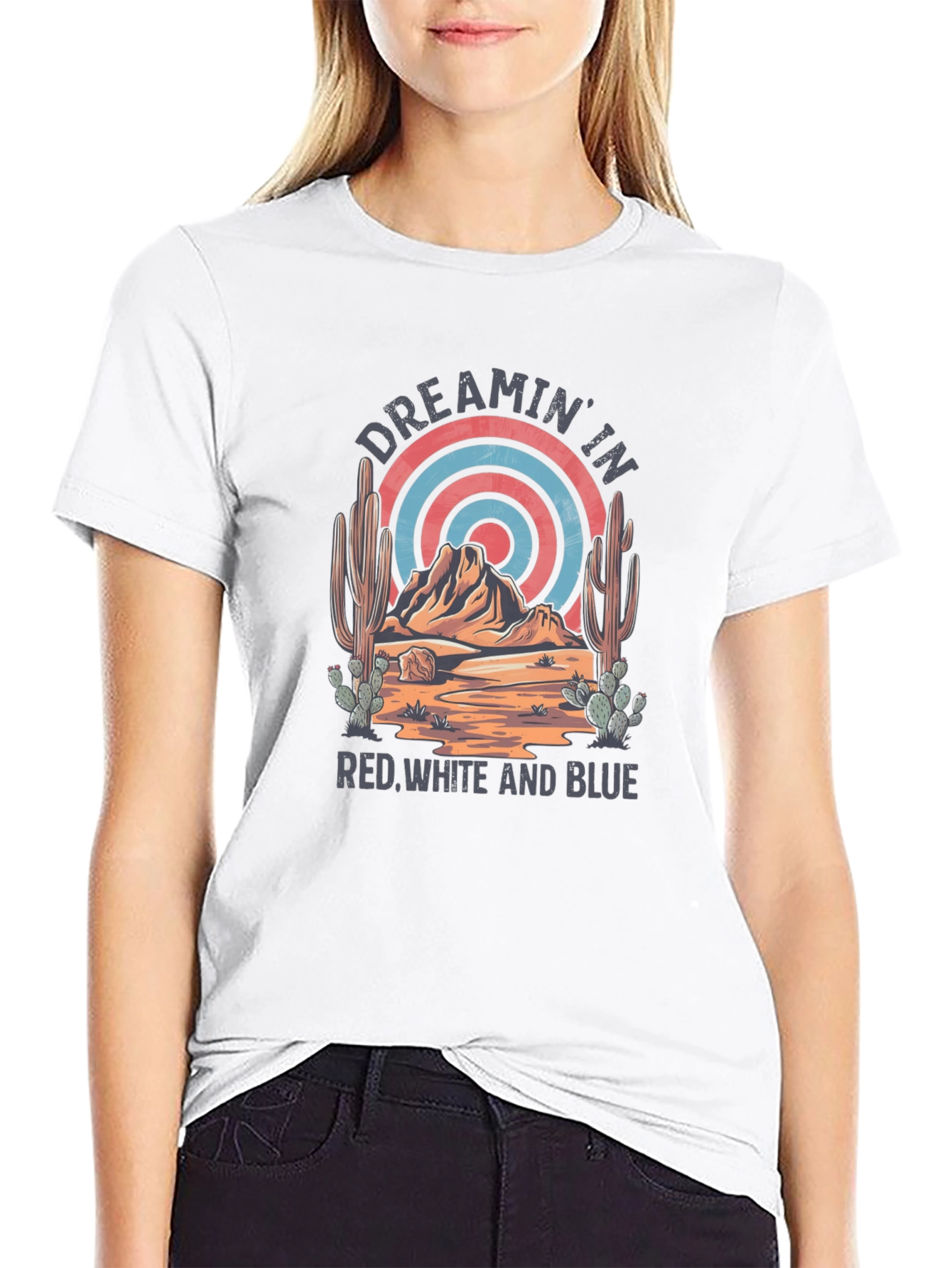 Black Dreamin' In Red White And Blue Graphic Tee view 9