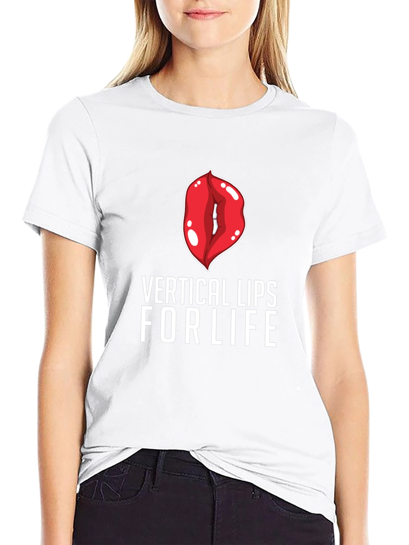 Black Vertical Lips For Life Graphic Tee view 9