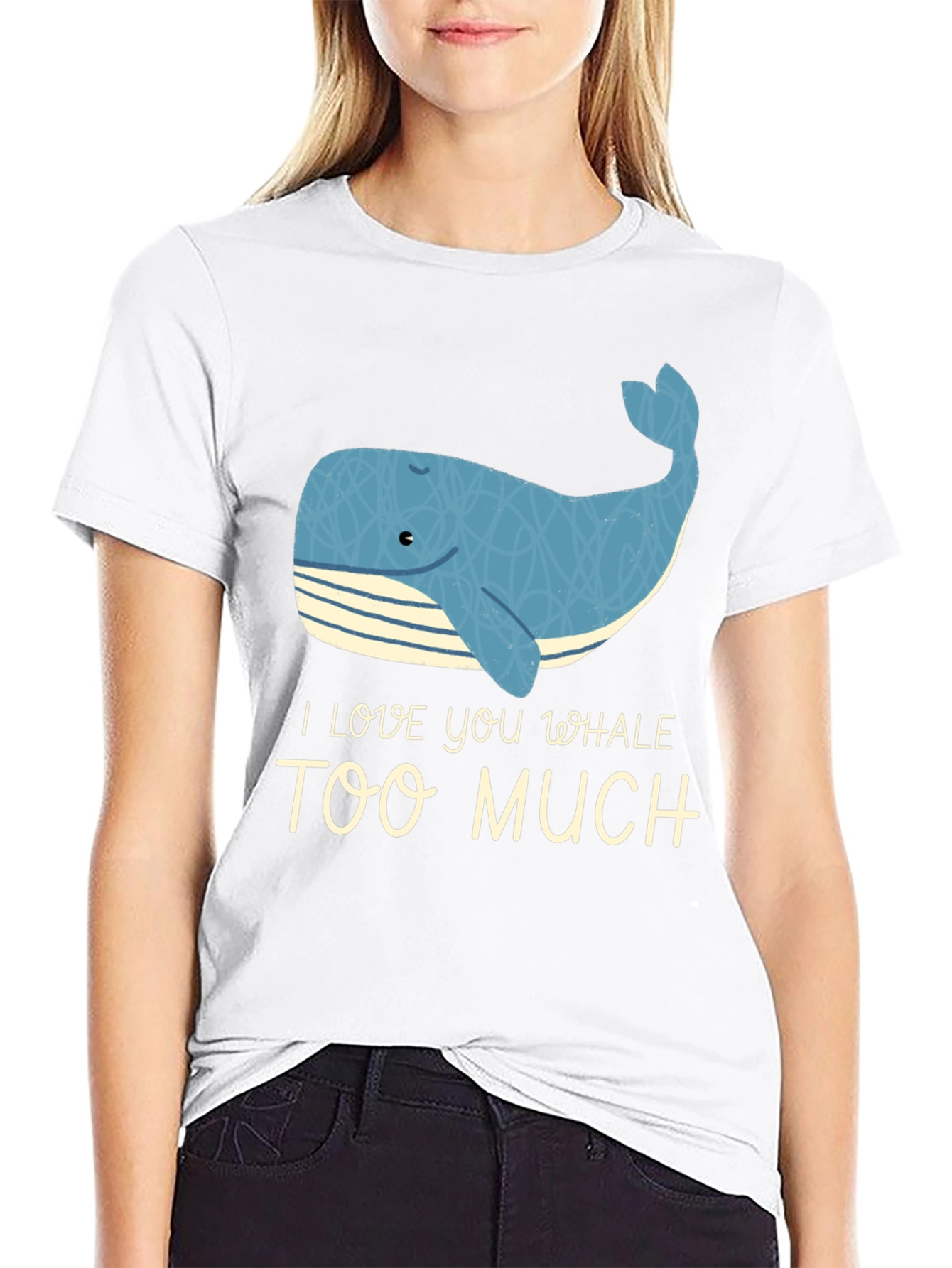 Black I Love You Whale Too Much - Novelty Graphic T-Shirt view 9