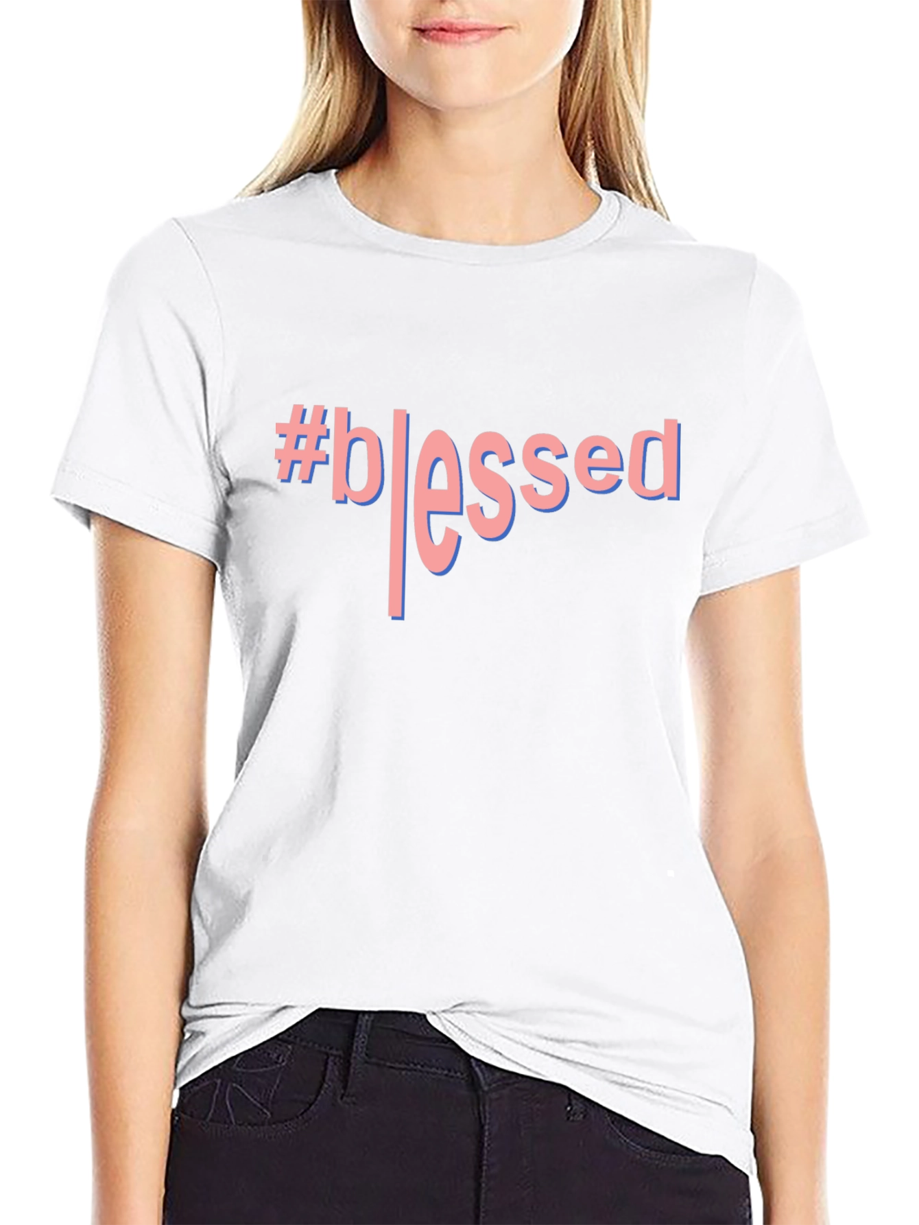 Black #Blessed Graphic T-Shirt - Black Crew Neck Tee view 9