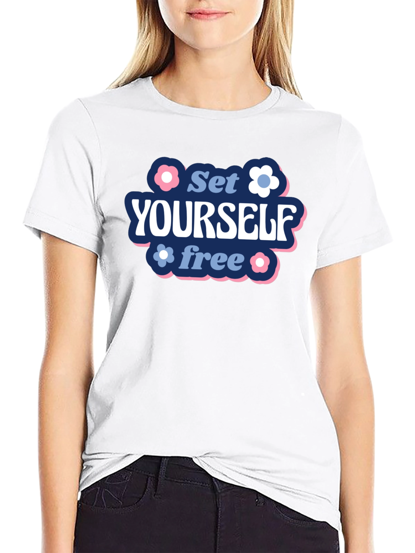 Black Set Yourself Free Graphic Tee view 9