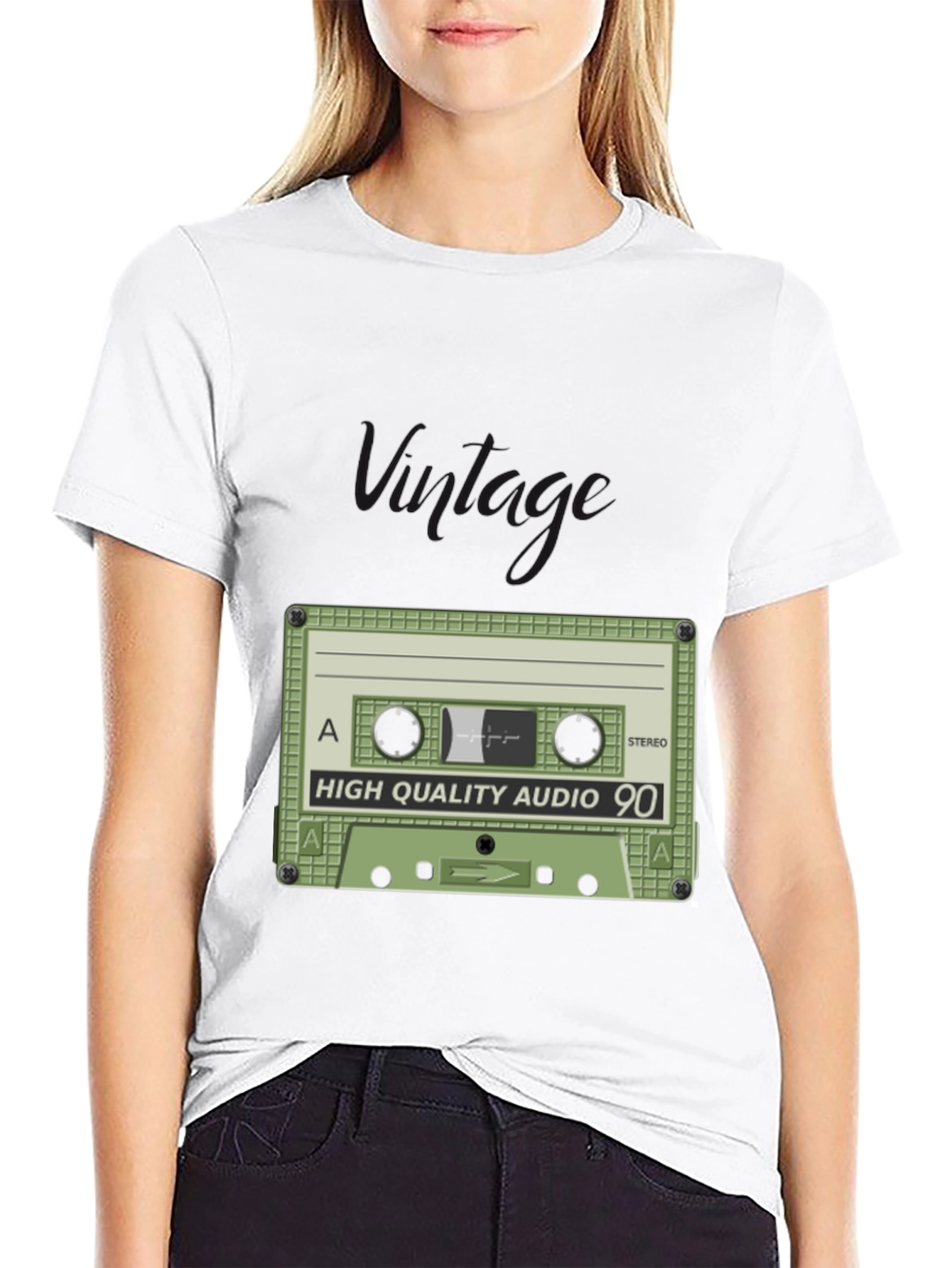 Black Retro Cassette Tape Black T-Shirt - High Quality Audio 90 view 9