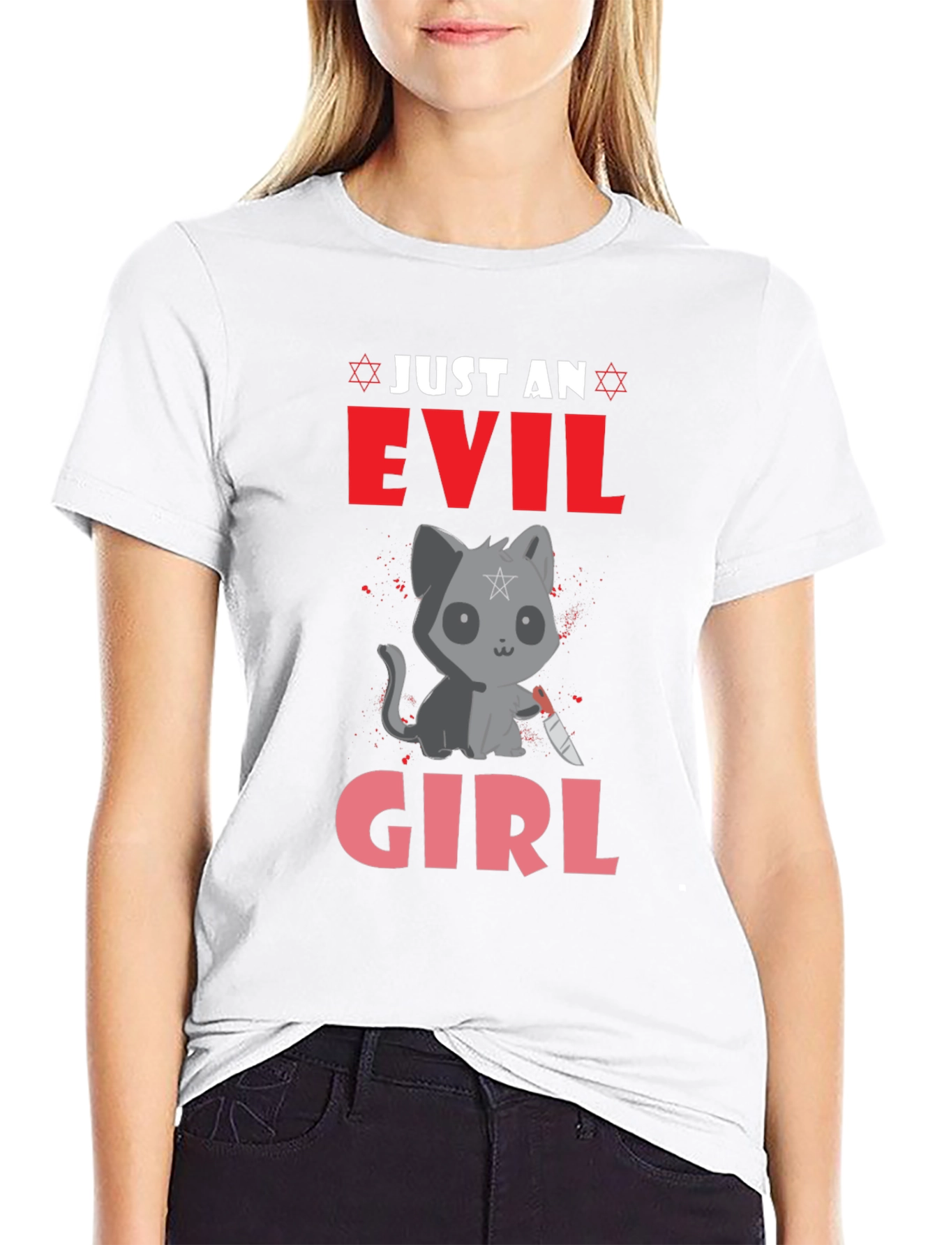 Black Just an Evil Girl T-Shirt view 9