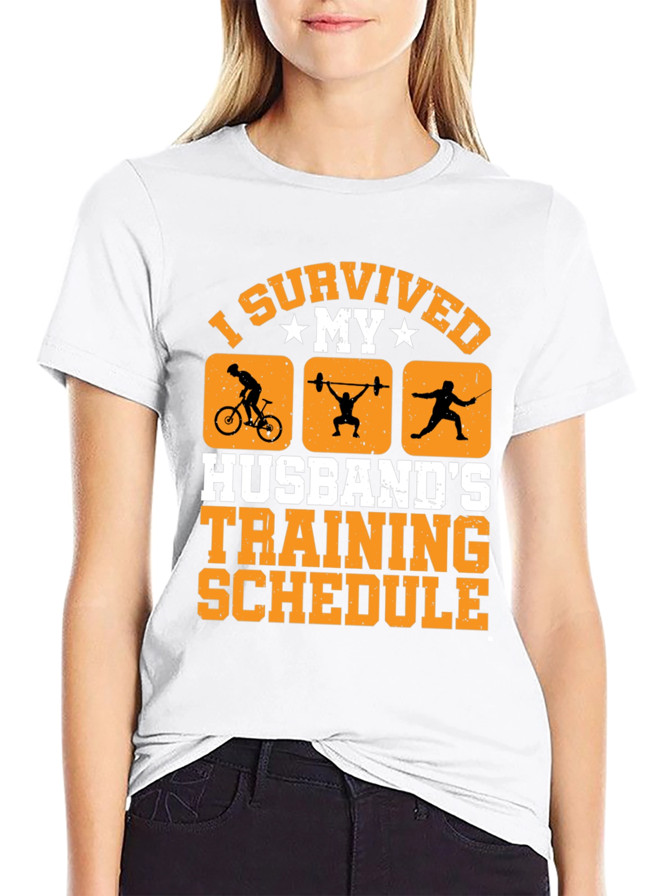 Black I Survived My Husband's Training Schedule T-Shirt view 9