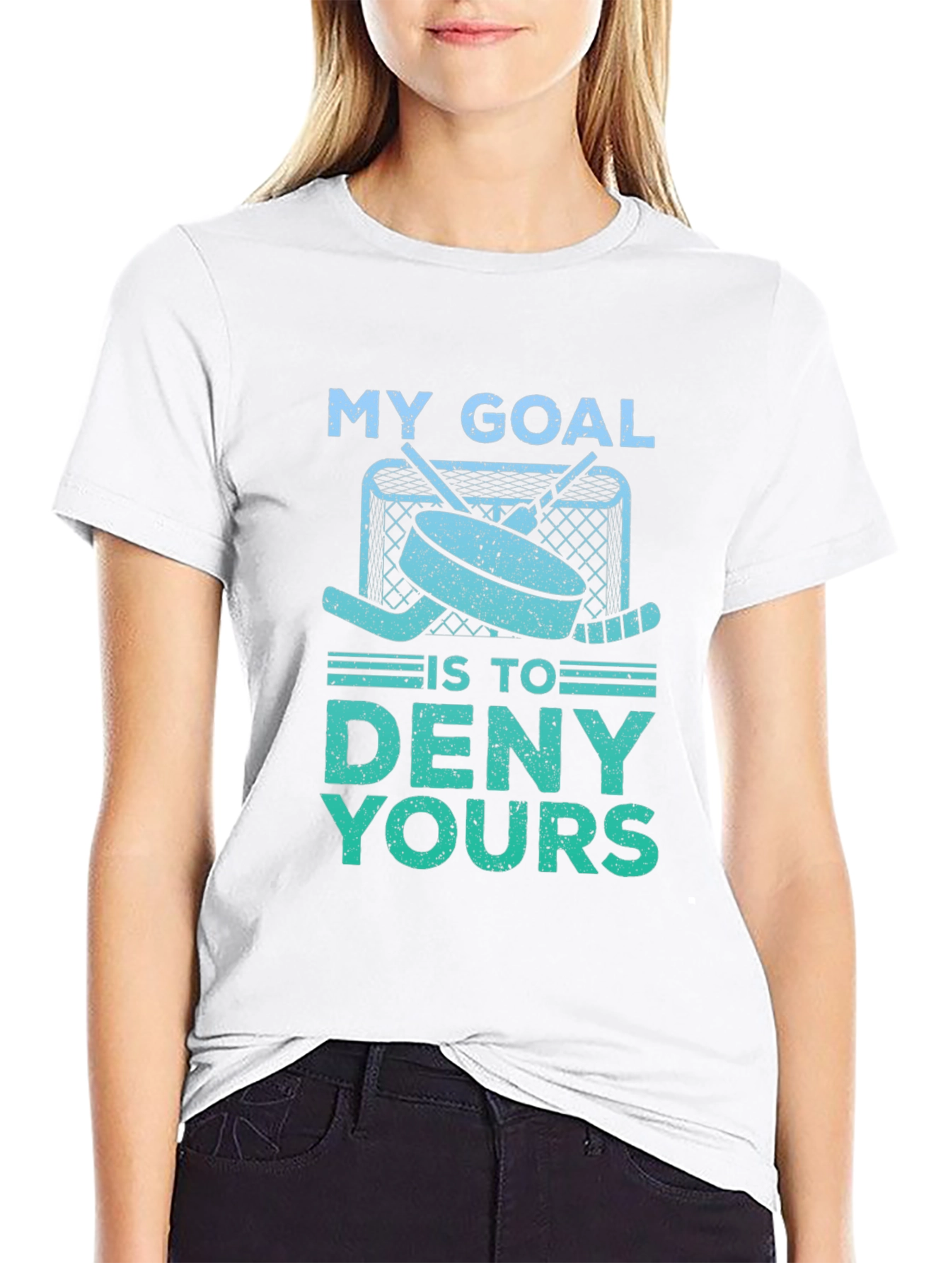 Black Hockey Goal T-Shirt - Deny Yours! view 9